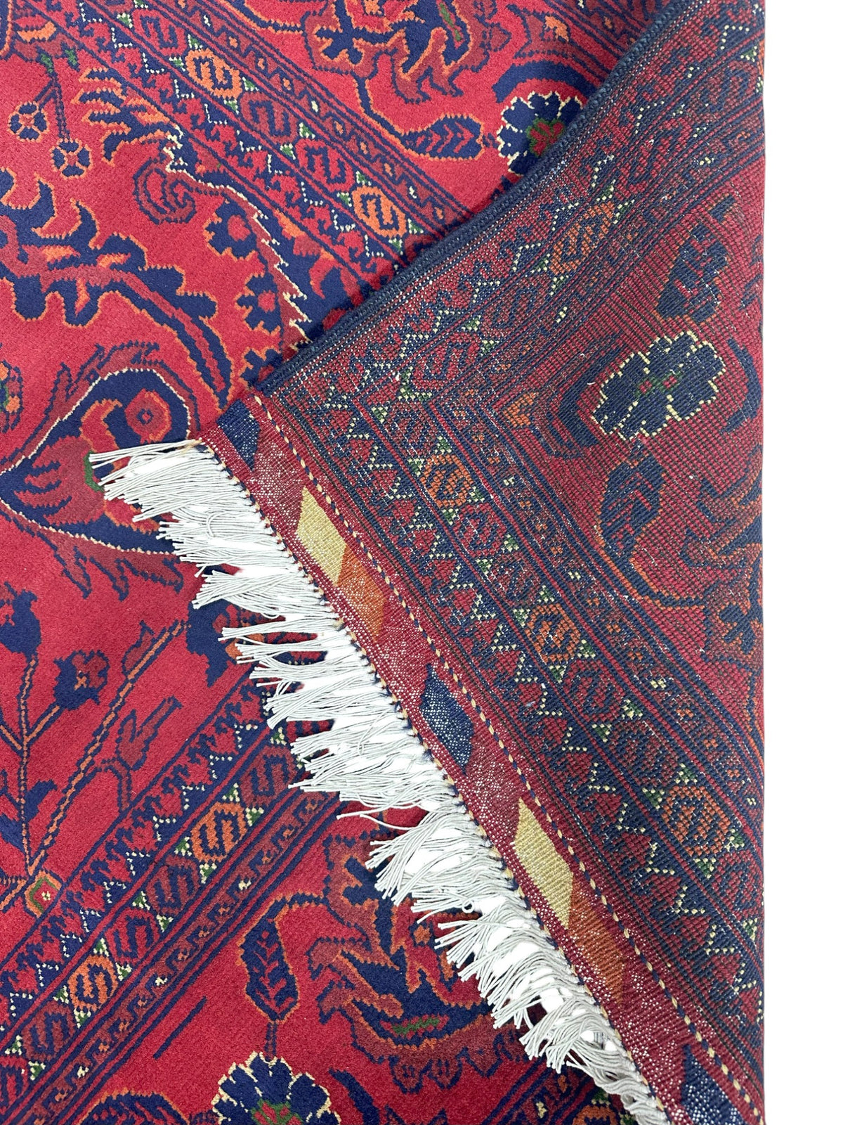 Afghan Medallion Rug 5x7, Red, Navy & Burgundy, Hand-Knotted Wool, view 3