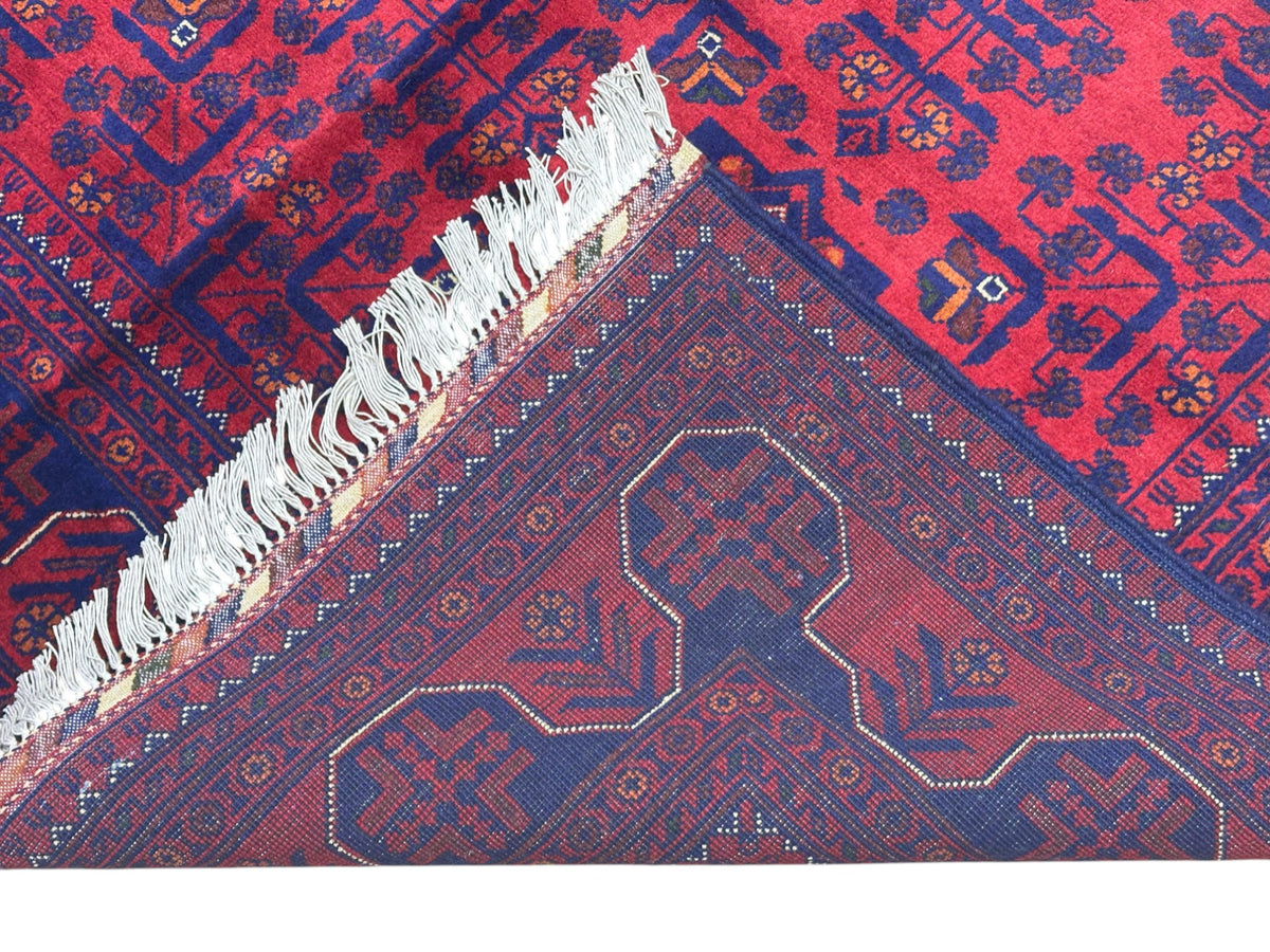 Afghan Stars Rug 5x6, Red, Navy & Burgundy, Hand-Knotted Wool, view 3