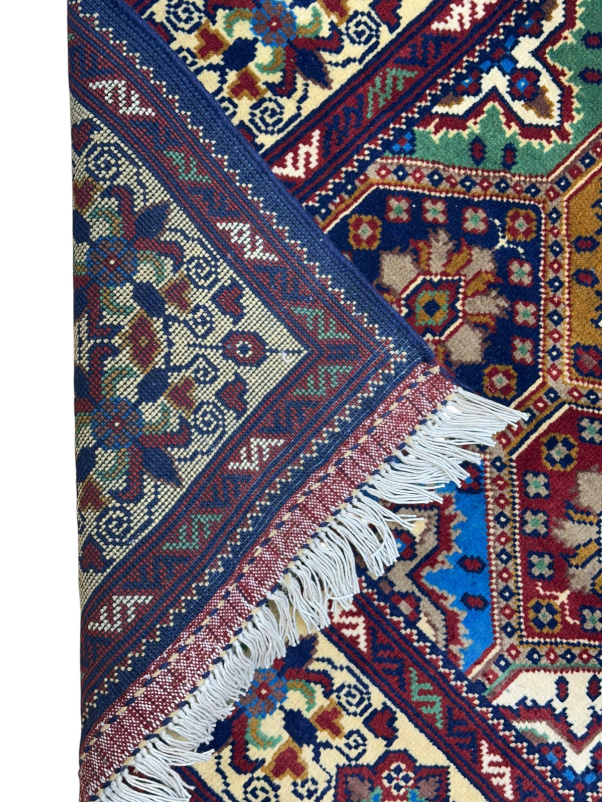Afghan Kashi Runner 2'11" x 12'5", Hand-Knotted Wool, Cream & Red, view 3