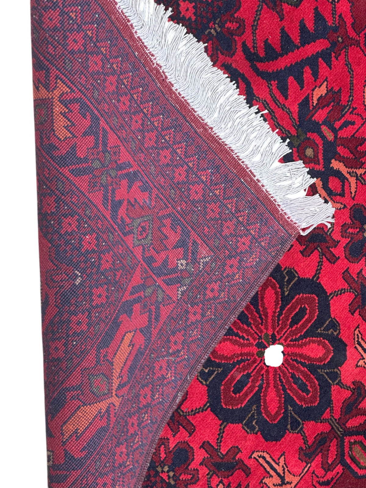 Afghan Tribal Rug 7x10, Red, Navy & Burgundy, Hand-Knotted Wool, view 3