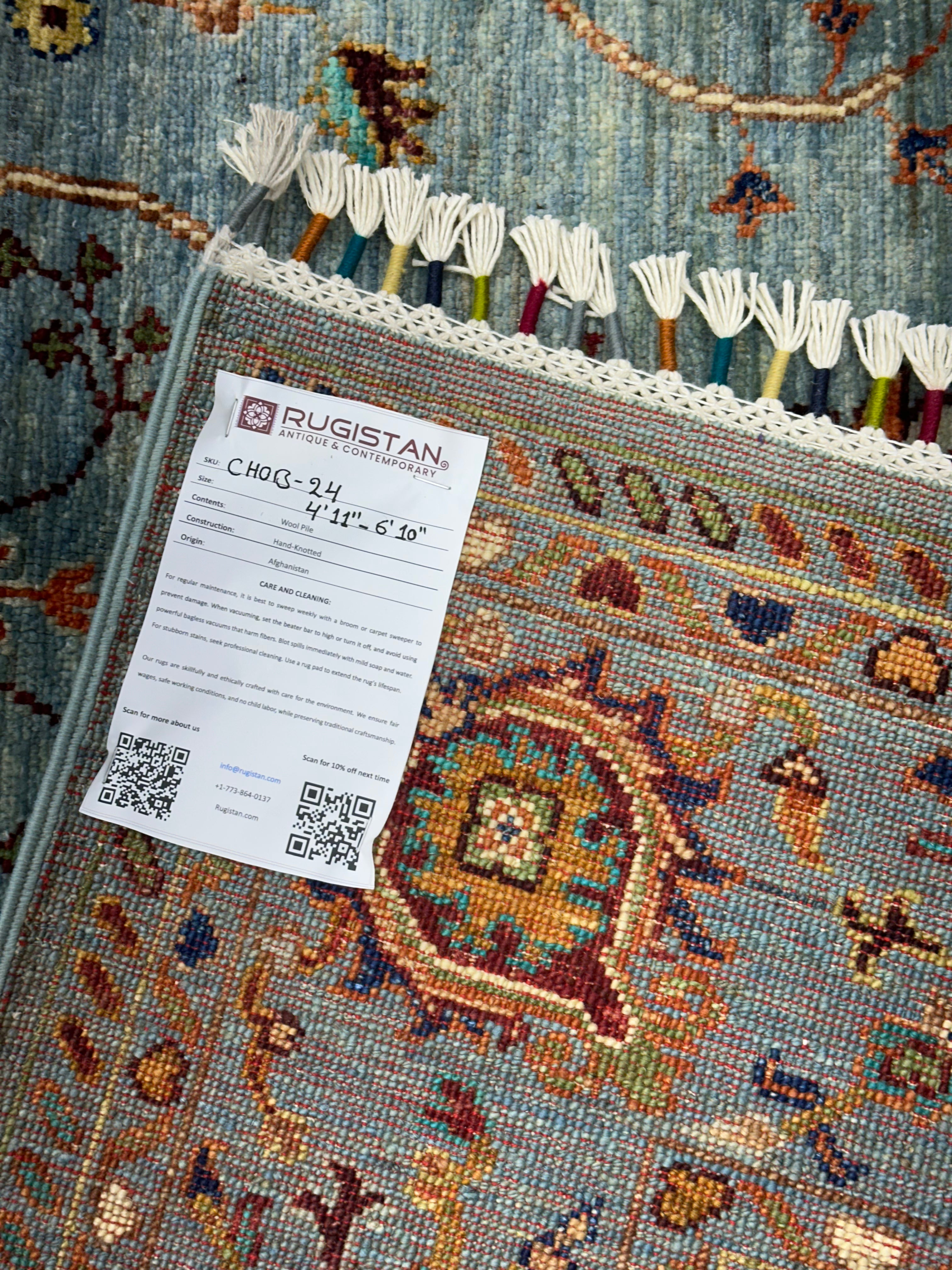 Afghani Rug 5x8 size range tribal laid flat