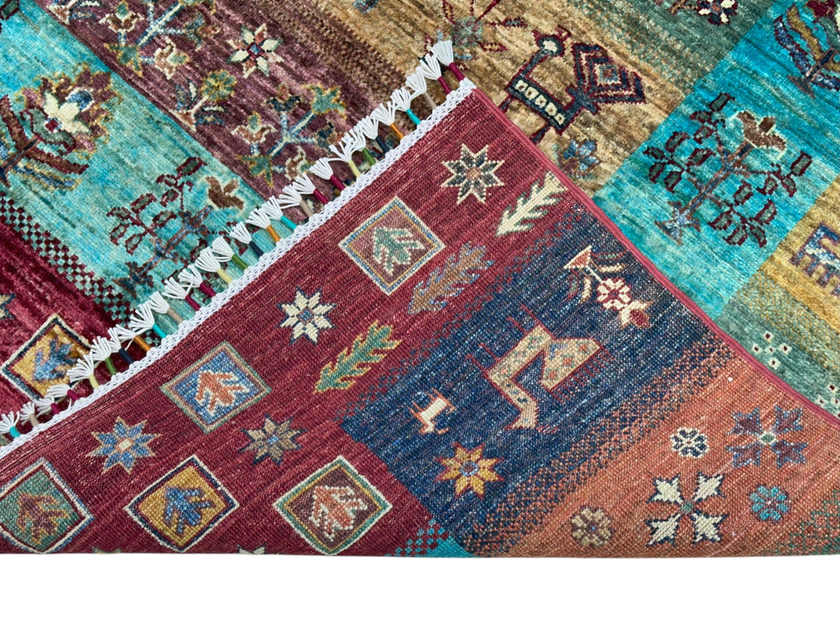 Afghan Gabbeh Rug 5'9" x 8'1", Hand-Knotted Ghazni Wool, Tree of Life, view 13
