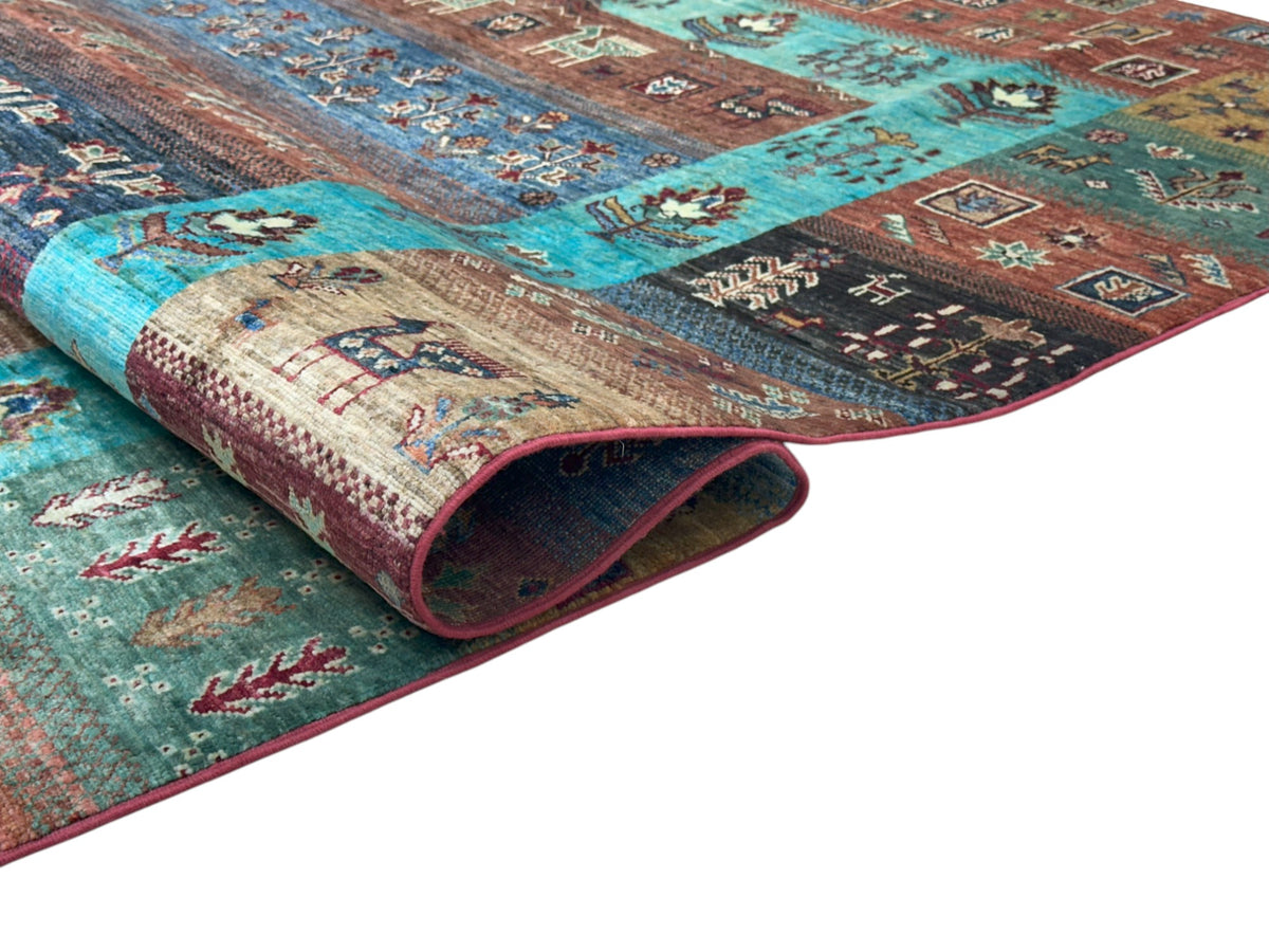Afghan Gabbeh Rug 5'9" x 8'1", Hand-Knotted Ghazni Wool, Tree of Life, view 12