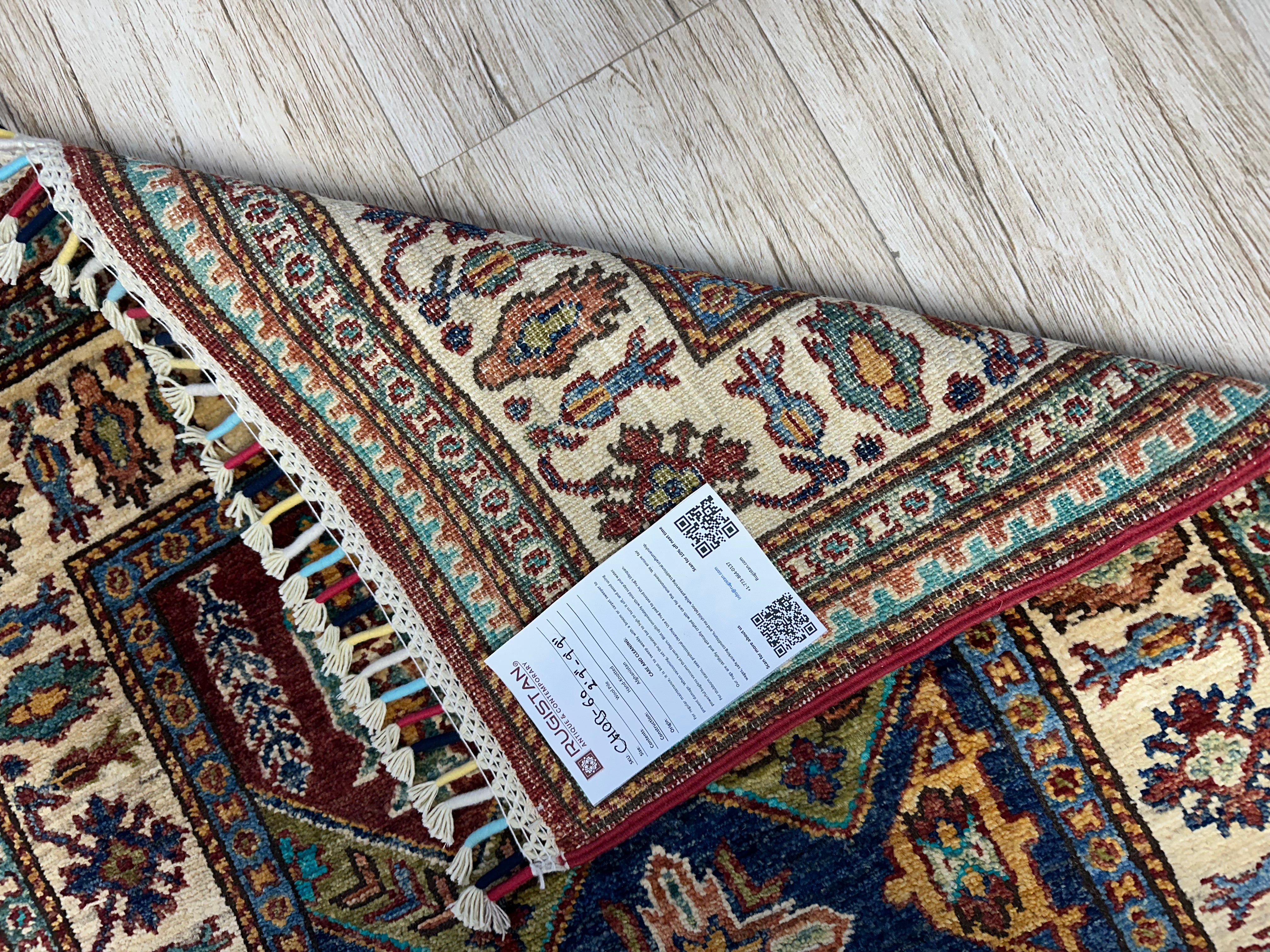 Afghan Kashi Runner 2'9" x 9'9", Hand-Knotted Wool, Red, view 5