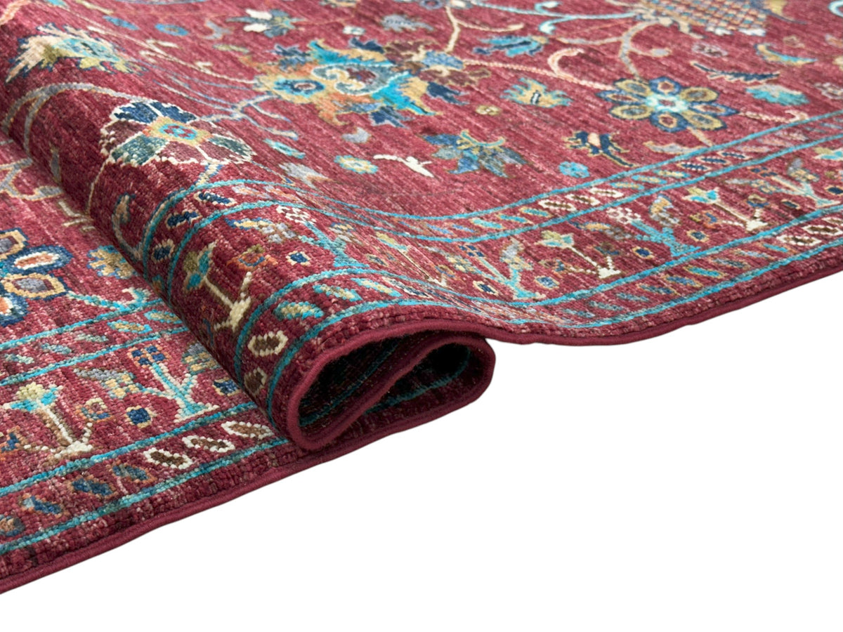Afghan Chobi Sultani Runner 2'8" x 7'6", Hand-Knotted Ghazni Wool, Red, view 3