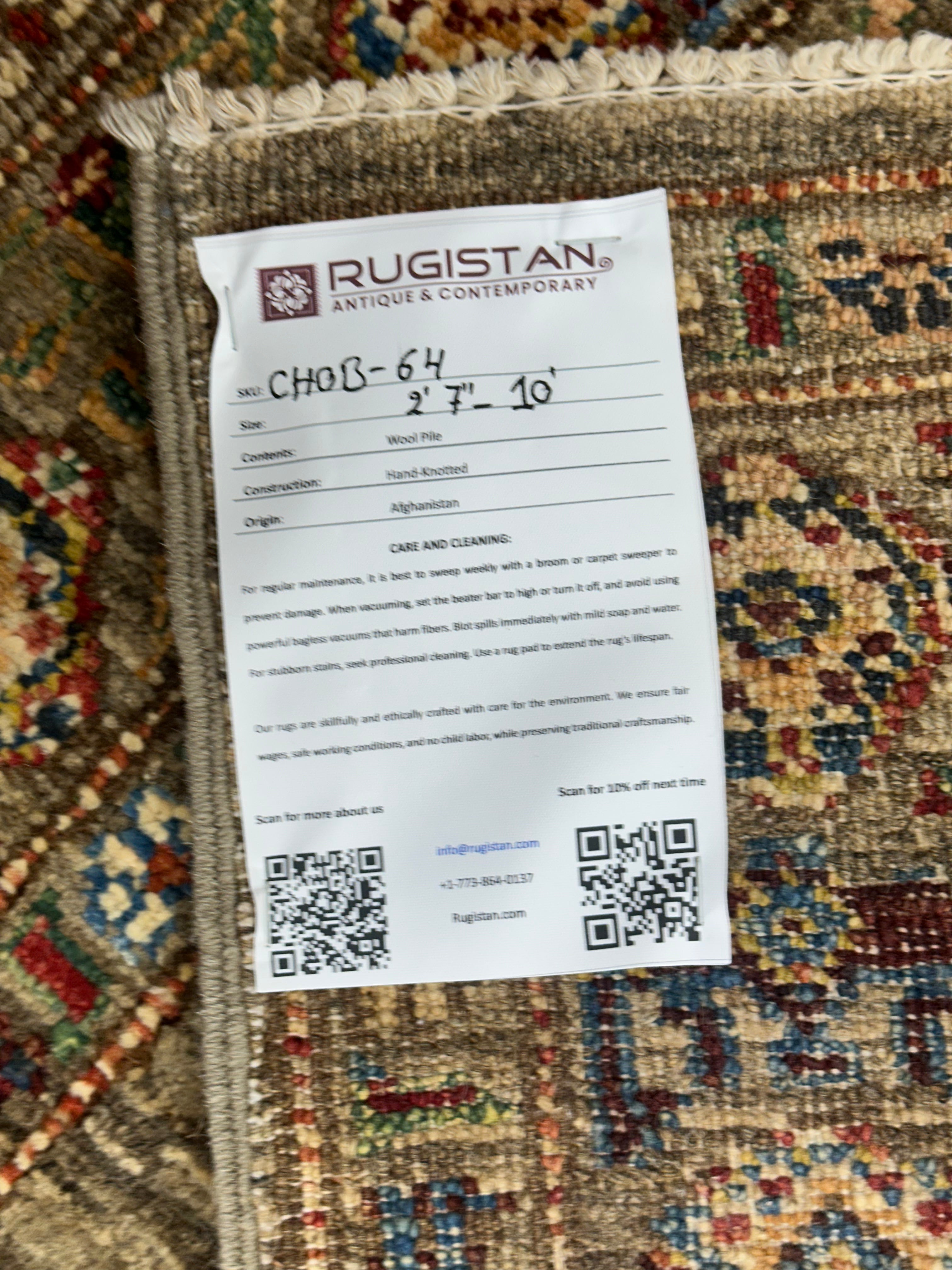 Afghan Super Kazak Runner 2'7" x 10', Hand-Knotted Ghazni Wool, view 5