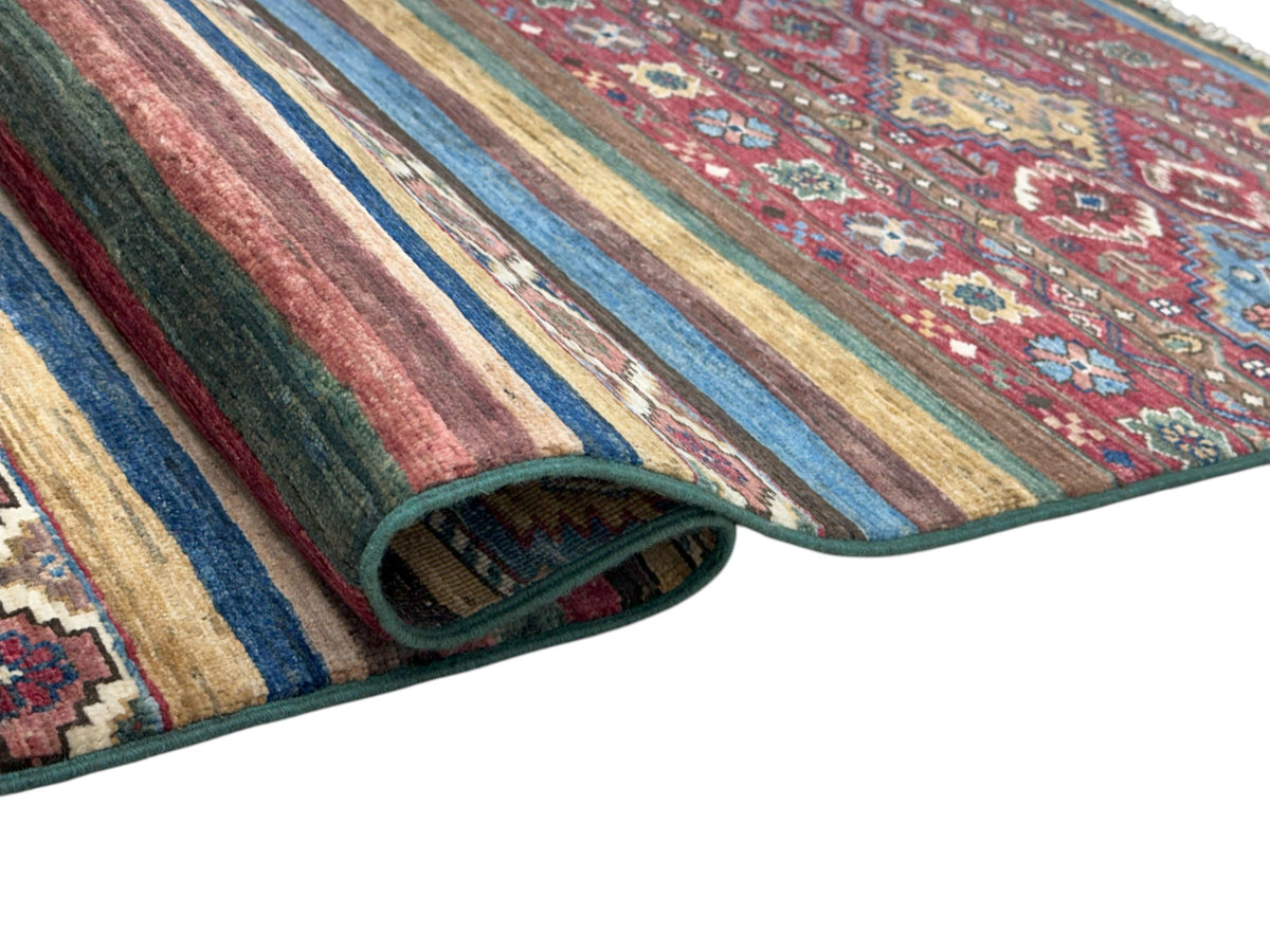 Afghan Khorjin Runner 2'8" x 8'8", Hand-Knotted Ghazni Wool, Red, view 3