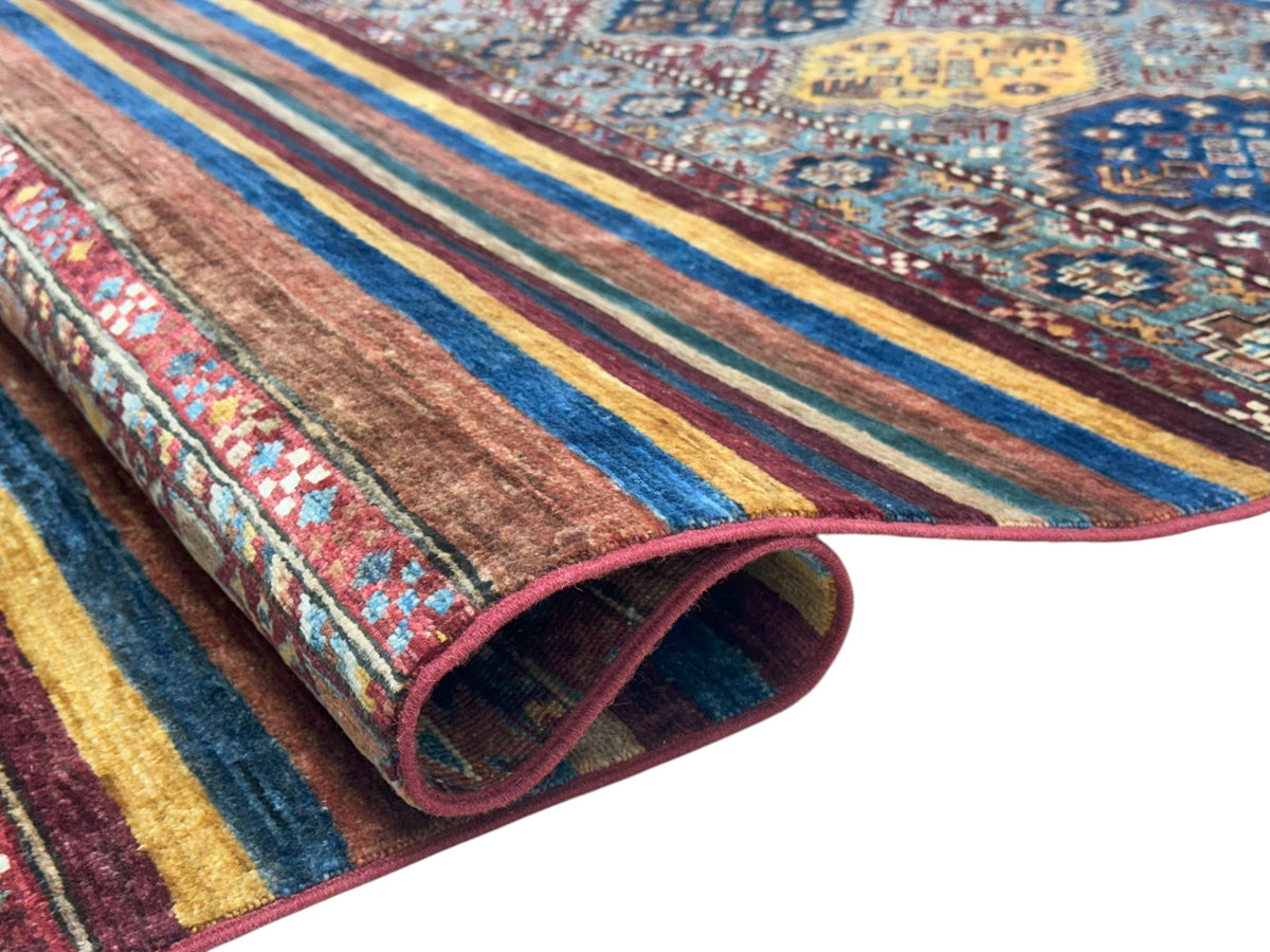 Afghan Khorjin Rug 5'10" x 7'8", Hand-Knotted Ghazni Wool, view 4