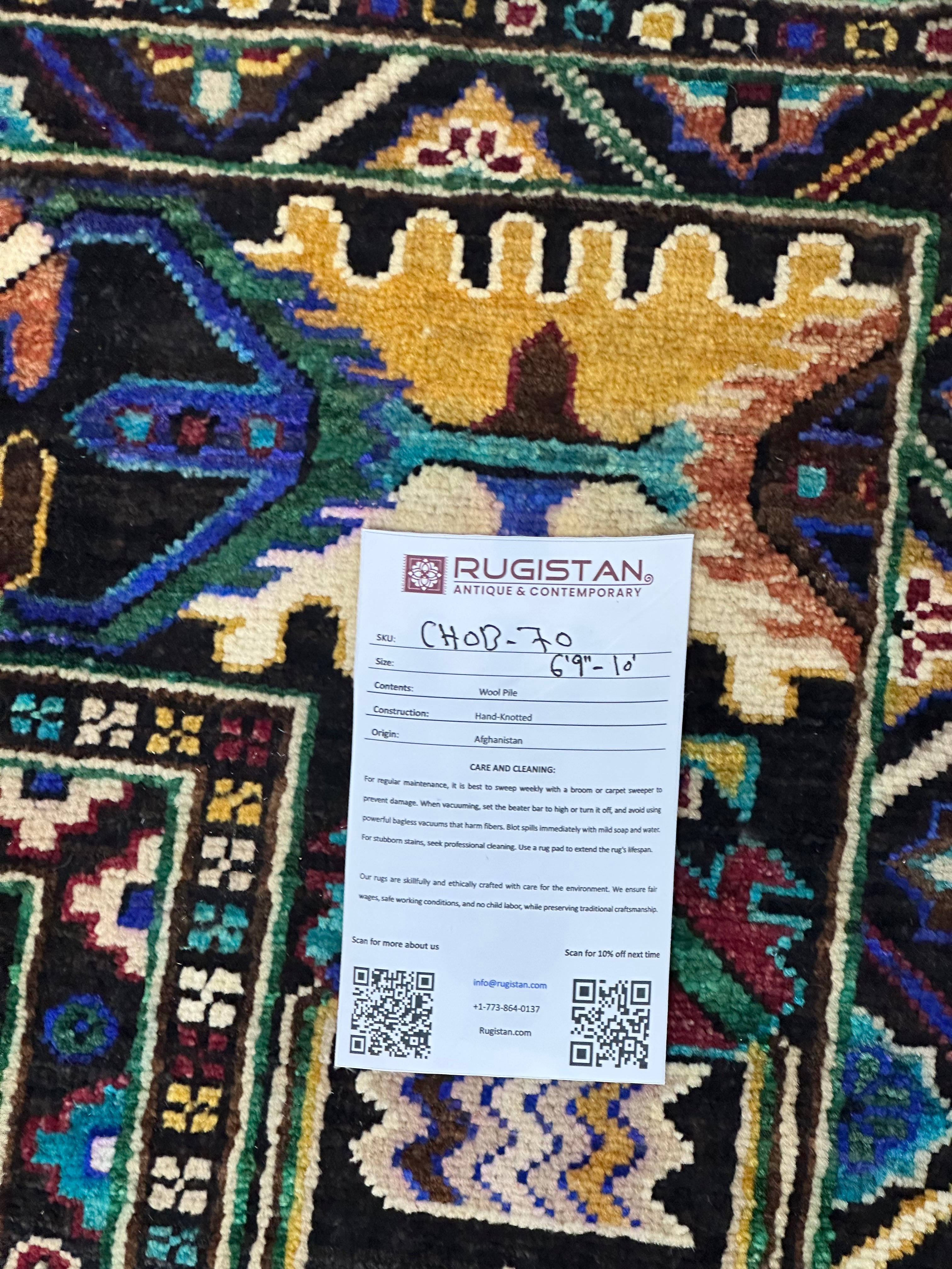 Afghan Chobi Kashani Rug 6'9" x 10', Hand-Knotted Ghazni Wool, view 5