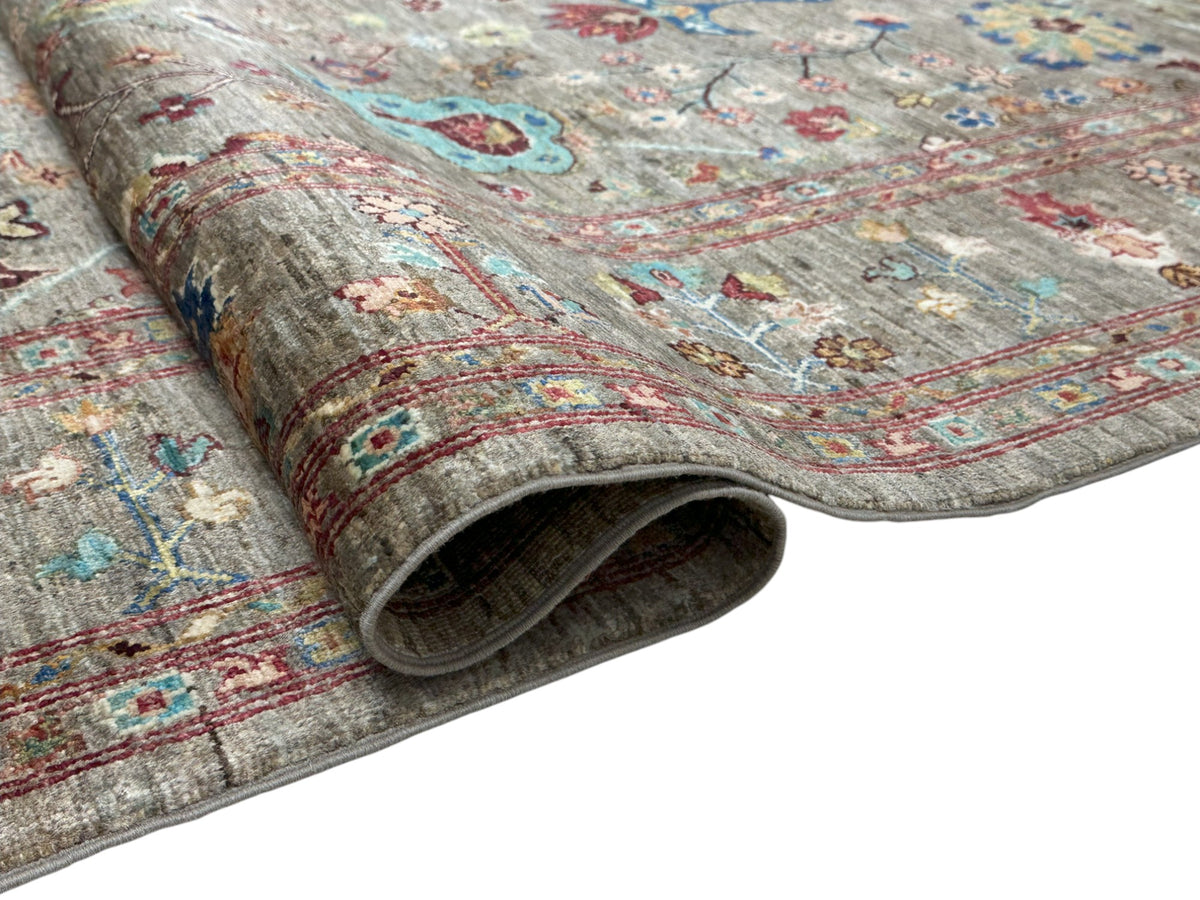 Afghan Chobi Sultani Rug 5'9" x 7'6", Hand-Knotted Ghazni Wool, Cream, view 6