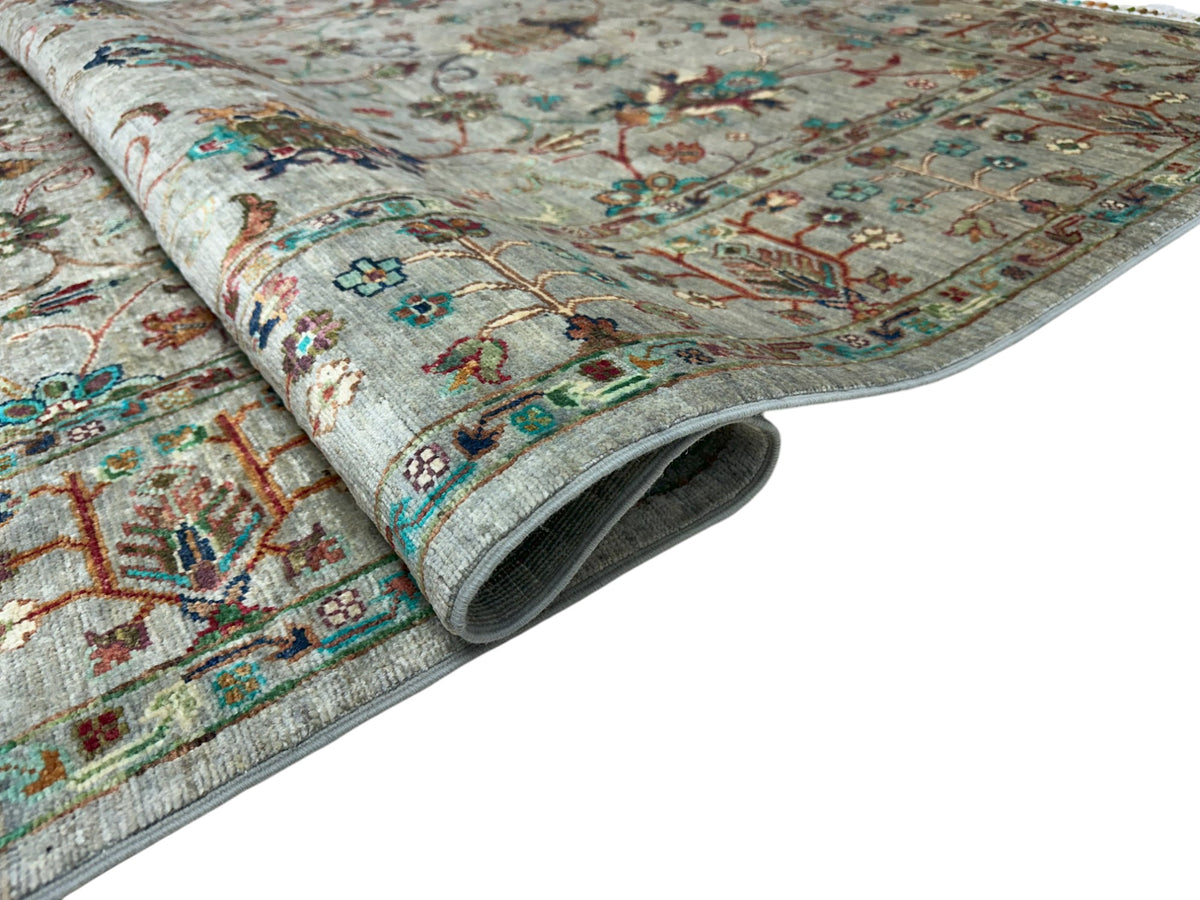 Afghan Chobi Sultani Rug 5'9" x 8', Hand-Knotted Ghazni Wool, Cream, view 4