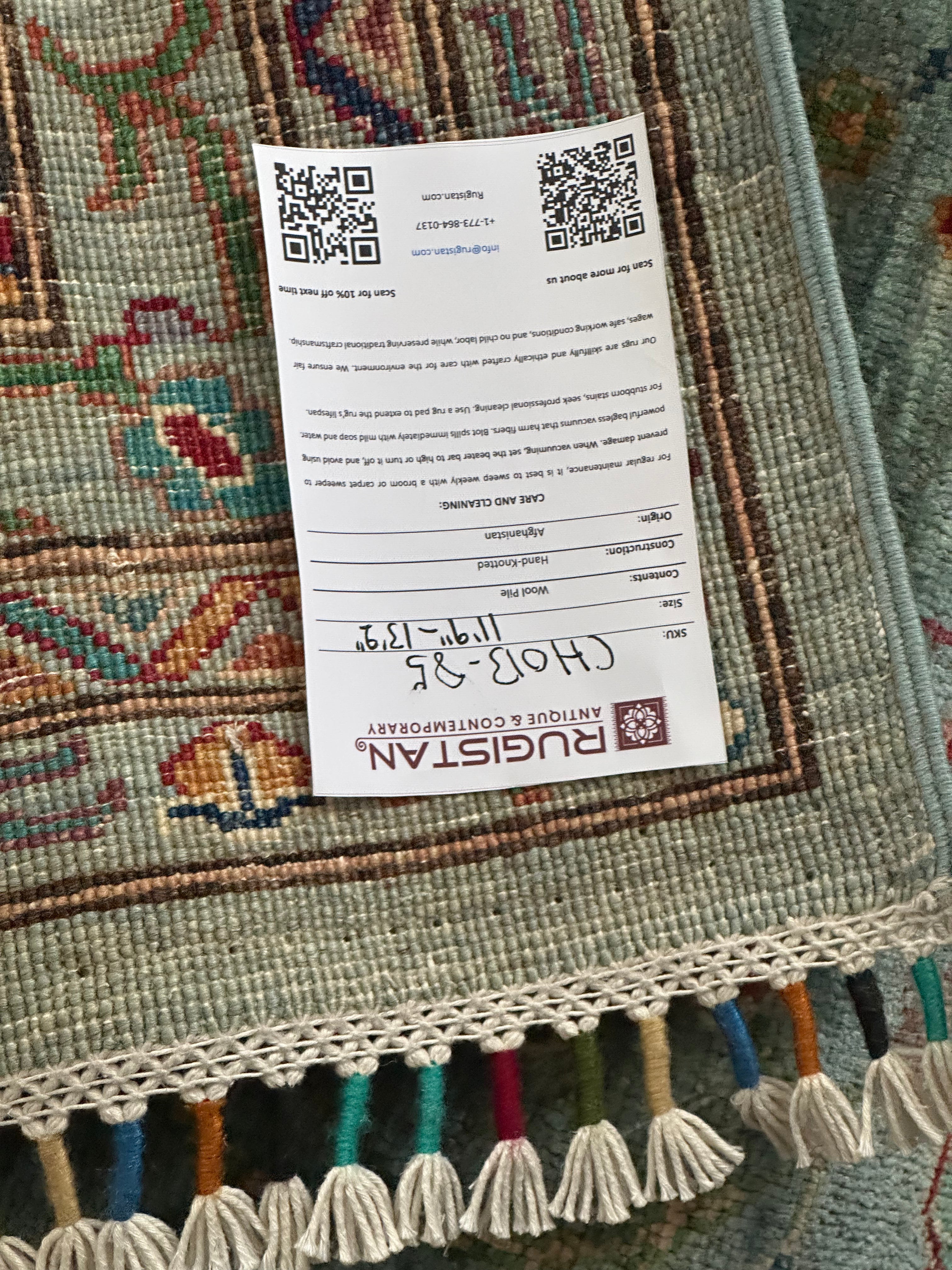 Afghan Chobi Sultani Rug 9'11" x 13'1", Hand-Knotted Ghazni Wool, Blue, view 5