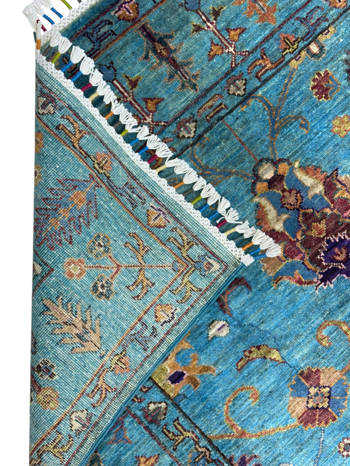 Afghan Chobi Sultani Rug 4'2" x 6'2", Hand-Knotted Ghazni Wool, Blue, view 4