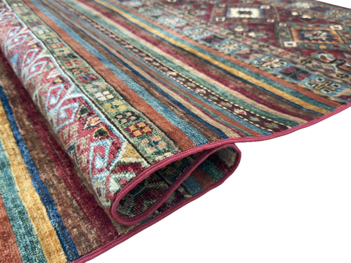 Afghan Khorjin Rug 5' x 6'11", Hand-Knotted Ghazni Wool, view 3