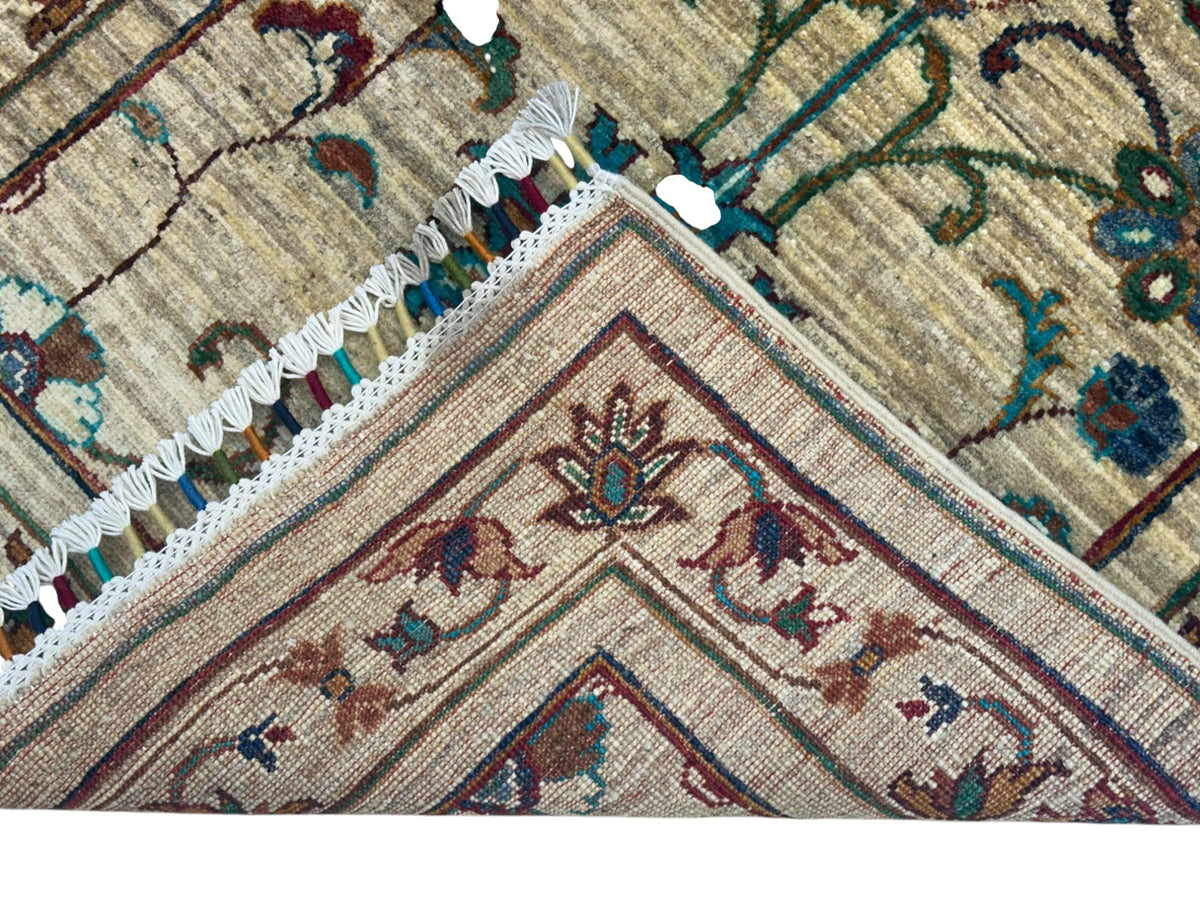Afghan Chobi Sultani Runner 2'9" x 9'5", Hand-Knotted Wool, Cream, view 4
