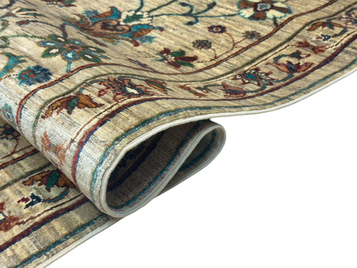 Afghan Chobi Sultani Runner 2'9" x 9'5", Hand-Knotted Wool, Cream, view 3