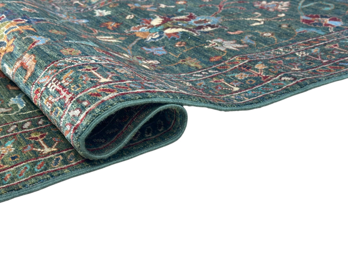 Afghan Super Kazak Runner 2'7" x 10'9", Hand-Knotted Ghazni Wool, Blue, view 3