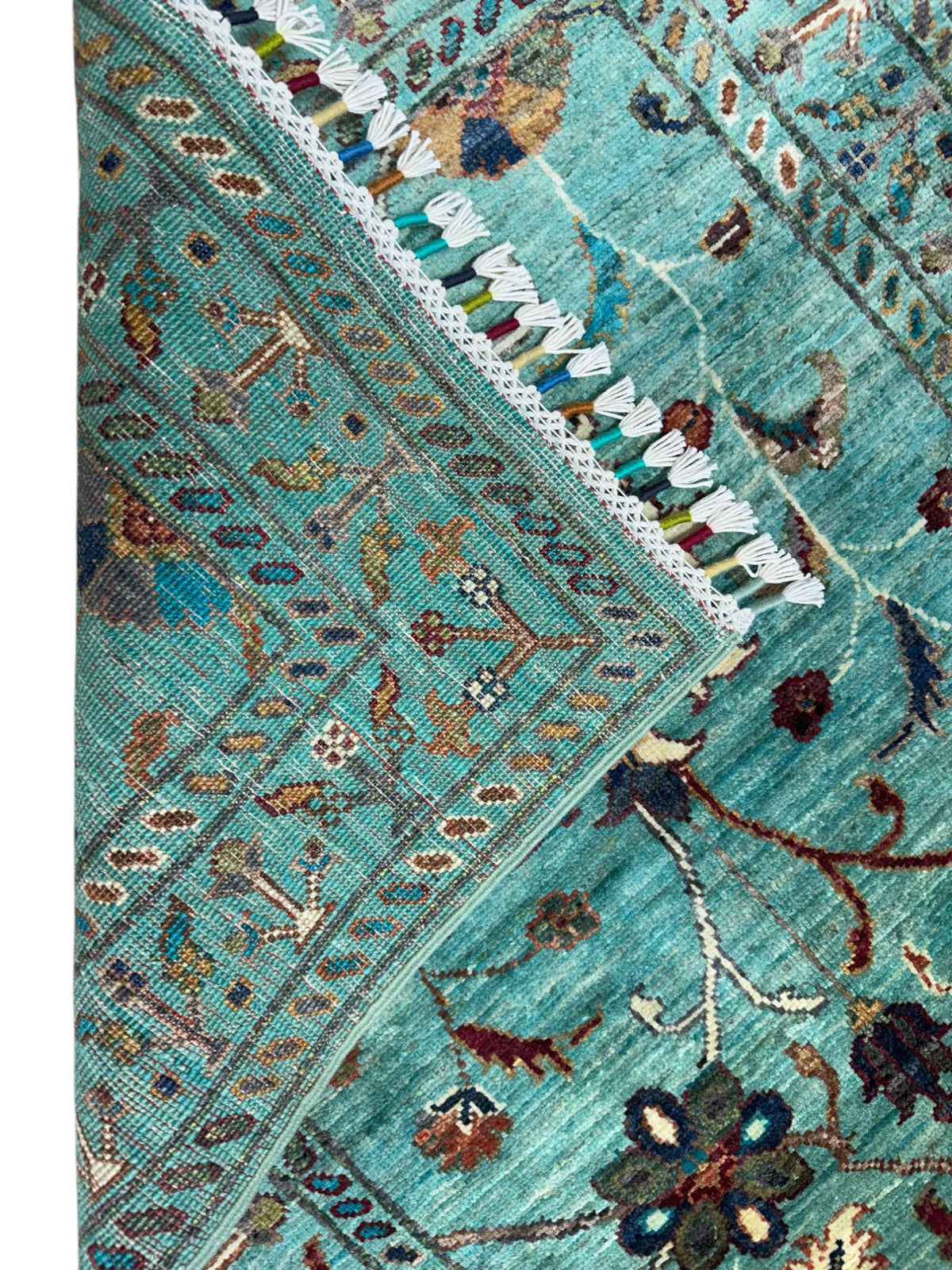 Afghan Chobi Sultani Runner 2'9" x 7'9", Hand-Knotted Wool, Green, view 4
