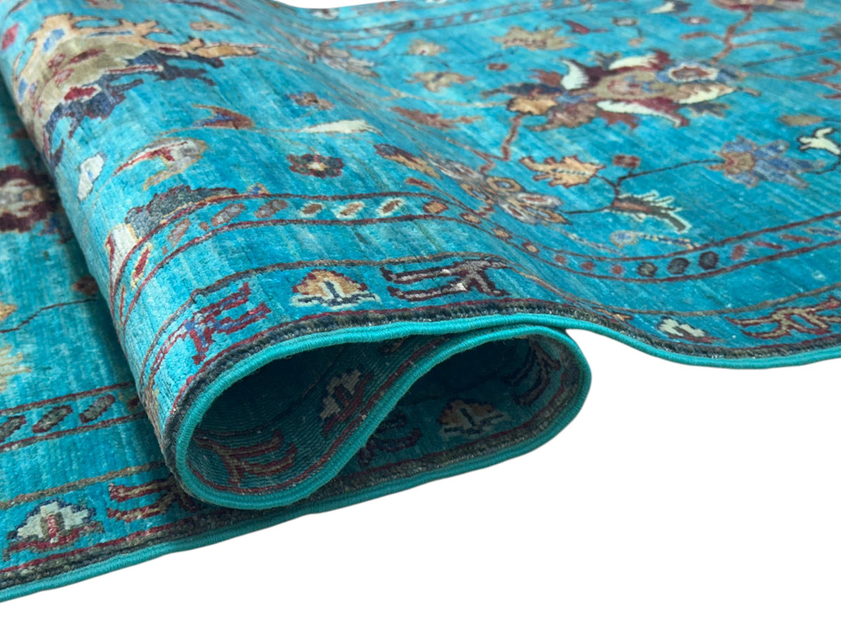 Afghan Chobi Sultani Runner 2'8" x 8'6", Hand-Knotted Wool, Blue, view 3