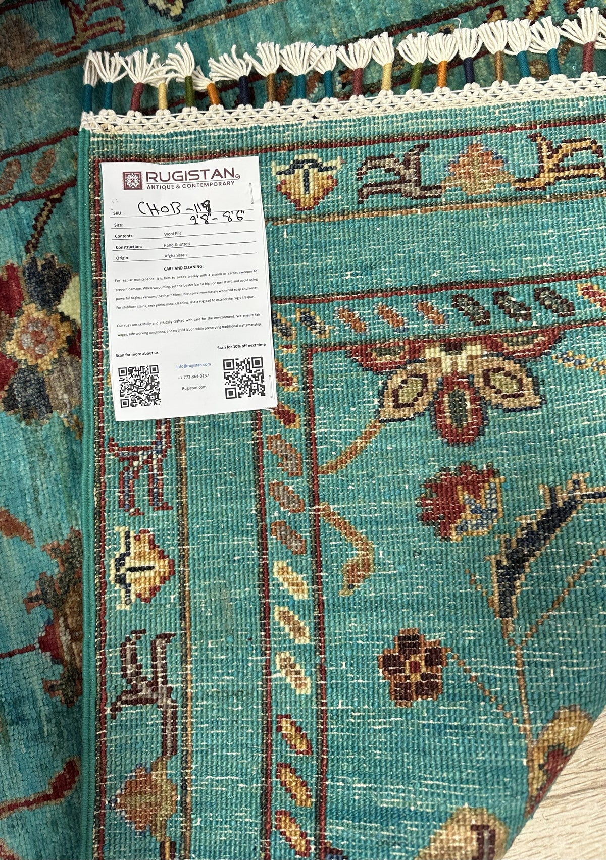 Afghan Chobi Sultani Runner 2'8" x 8'6", Hand-Knotted Wool, Blue, view 5