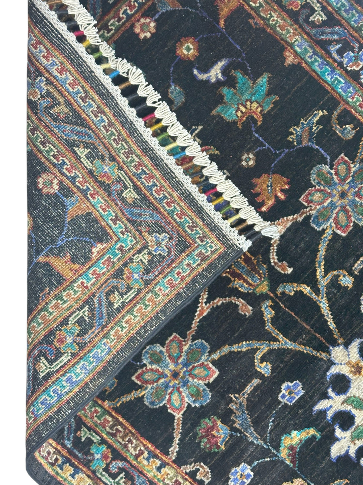 Afghan Chobi Sultani Runner 2'8" x 10'1", Hand-Knotted Wool, Black, view 4