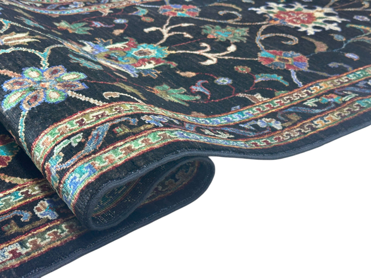 Afghan Chobi Sultani Runner 2'8" x 10'1", Hand-Knotted Wool, Black, view 3