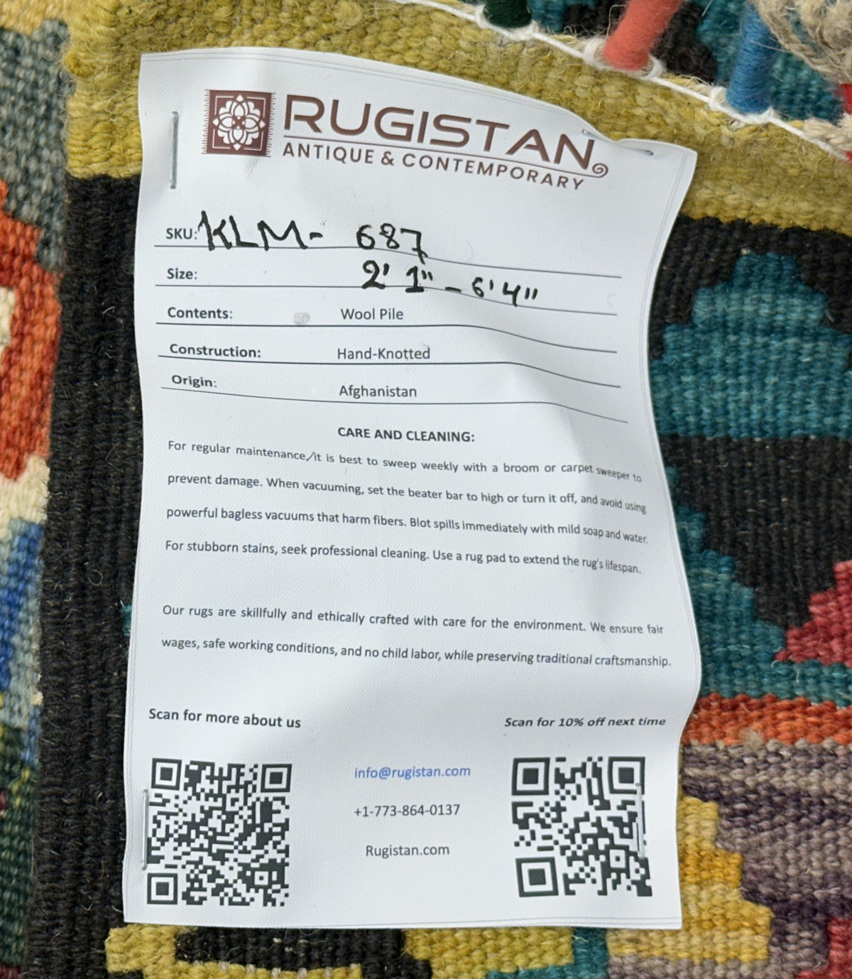 Afghan Kilim Runner 2x6, Black, Rust & Olive Green, Hand-Woven Wool Flatweave, view 4