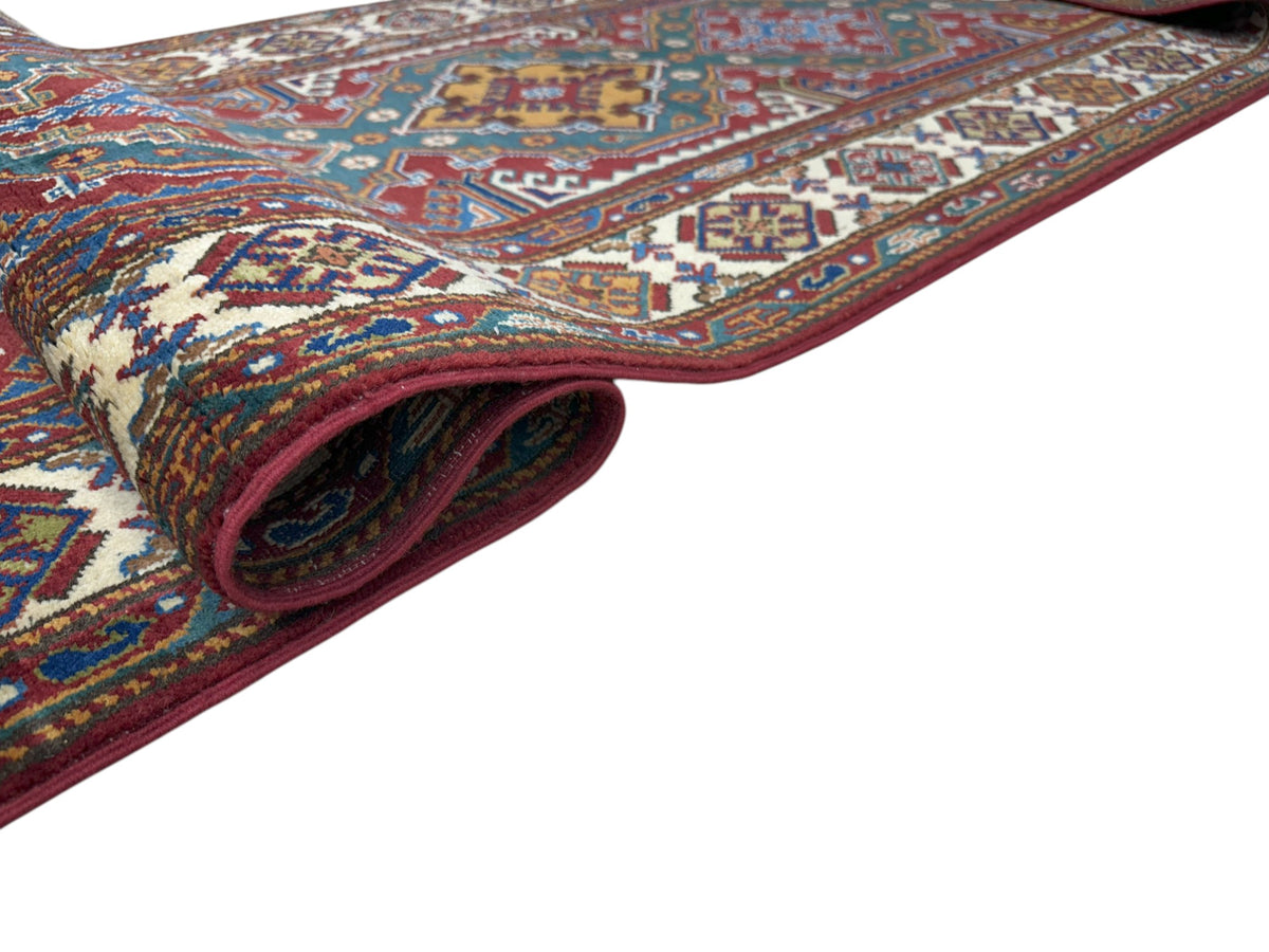 Afghan Super Kazak Runner 2'11" x 10'6", Hand-Knotted Wool, Cream, view 3