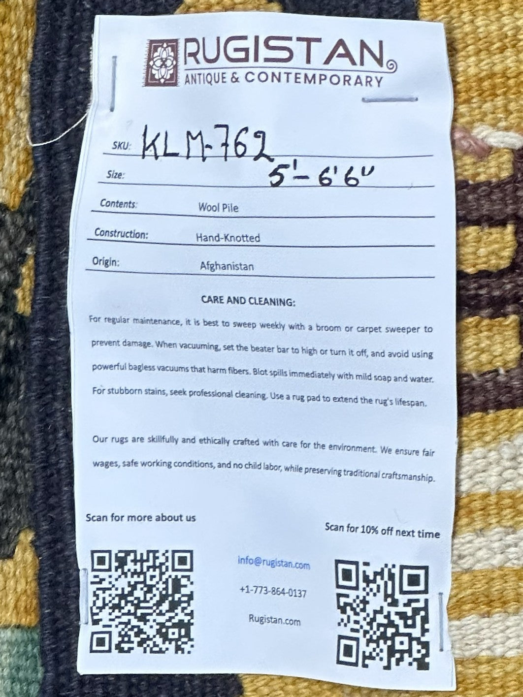 Afghan Kilim Rug 5x6, Gold, Teal & Navy, Hand-Woven Wool Flatweave, view 3