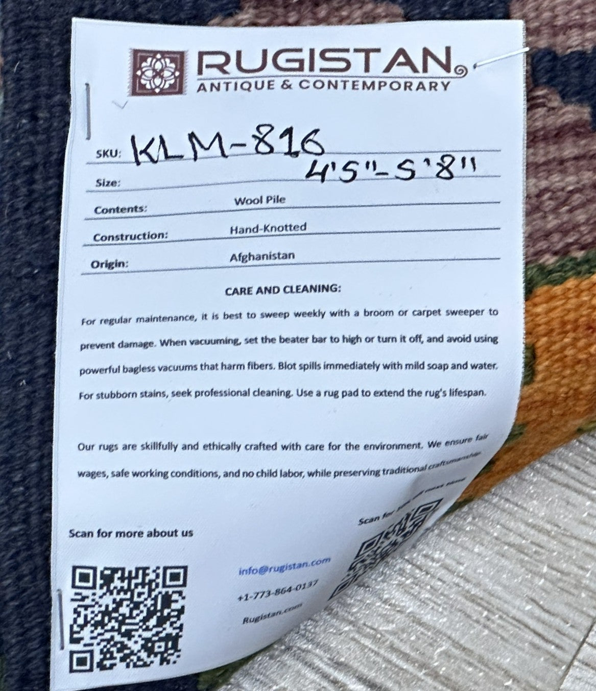 Afghan Kilim Rug 4x6, Blue, Navy & Gold, Hand-Woven Wool Flatweave, view 4