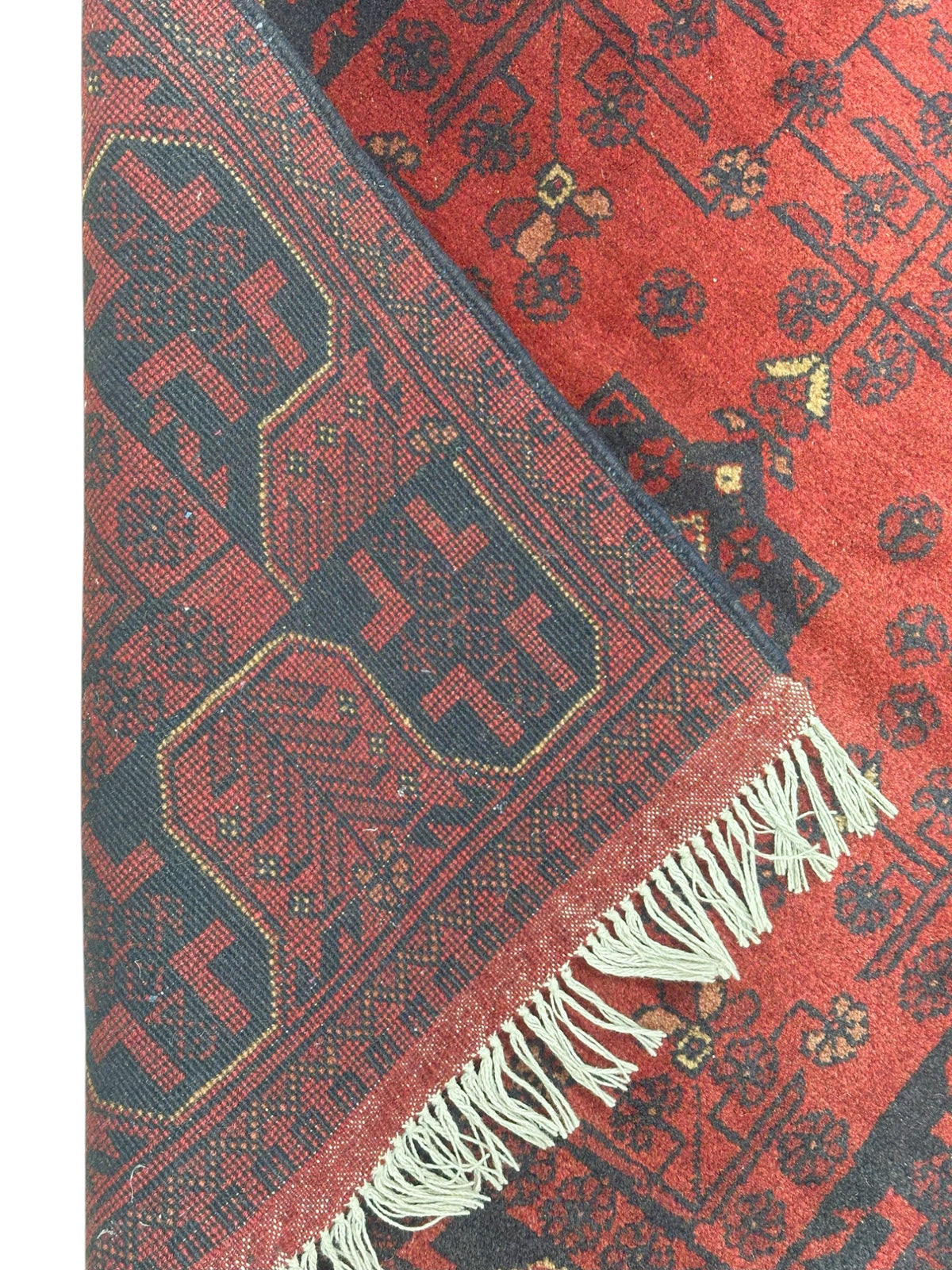 Afghan Bukhara Runner 2'9" x 6'3", Hand-Knotted Wool, Red, view 3