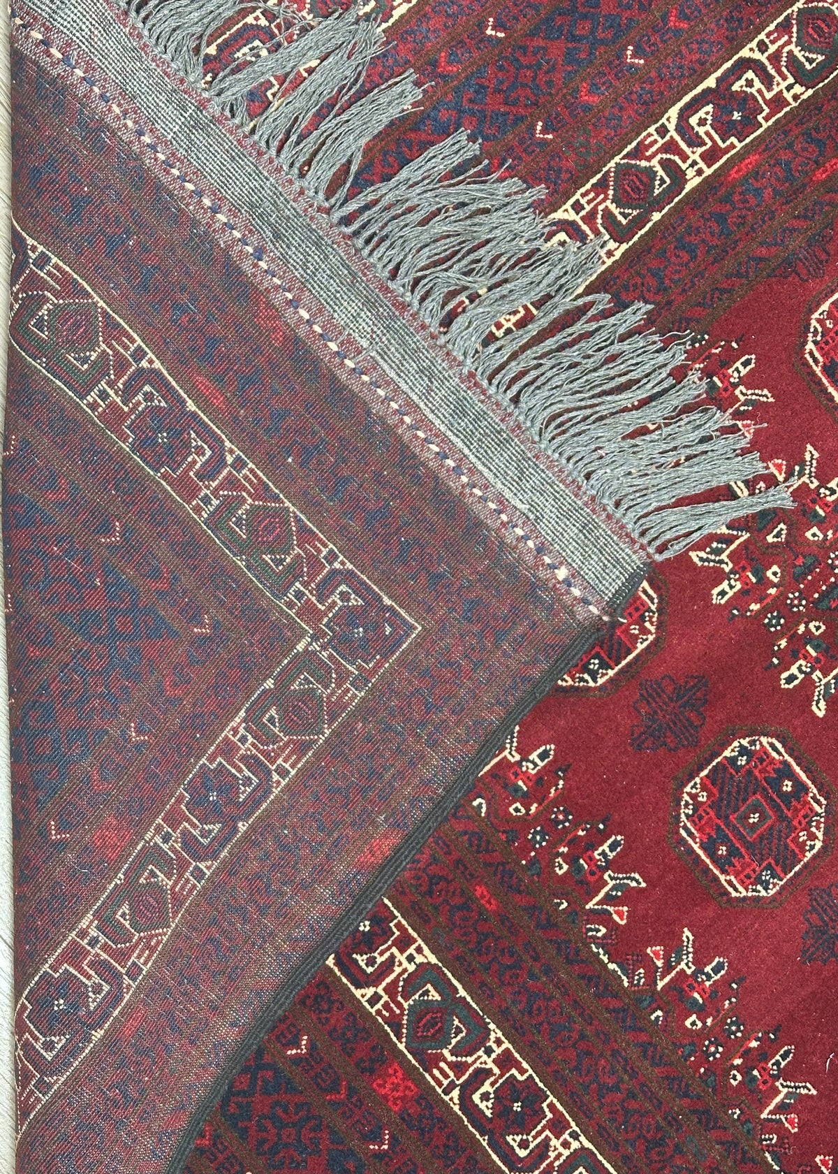 Afghan Rug 6x10, Burgundy, Red & Ivory, Hand-Knotted Wool, view 3