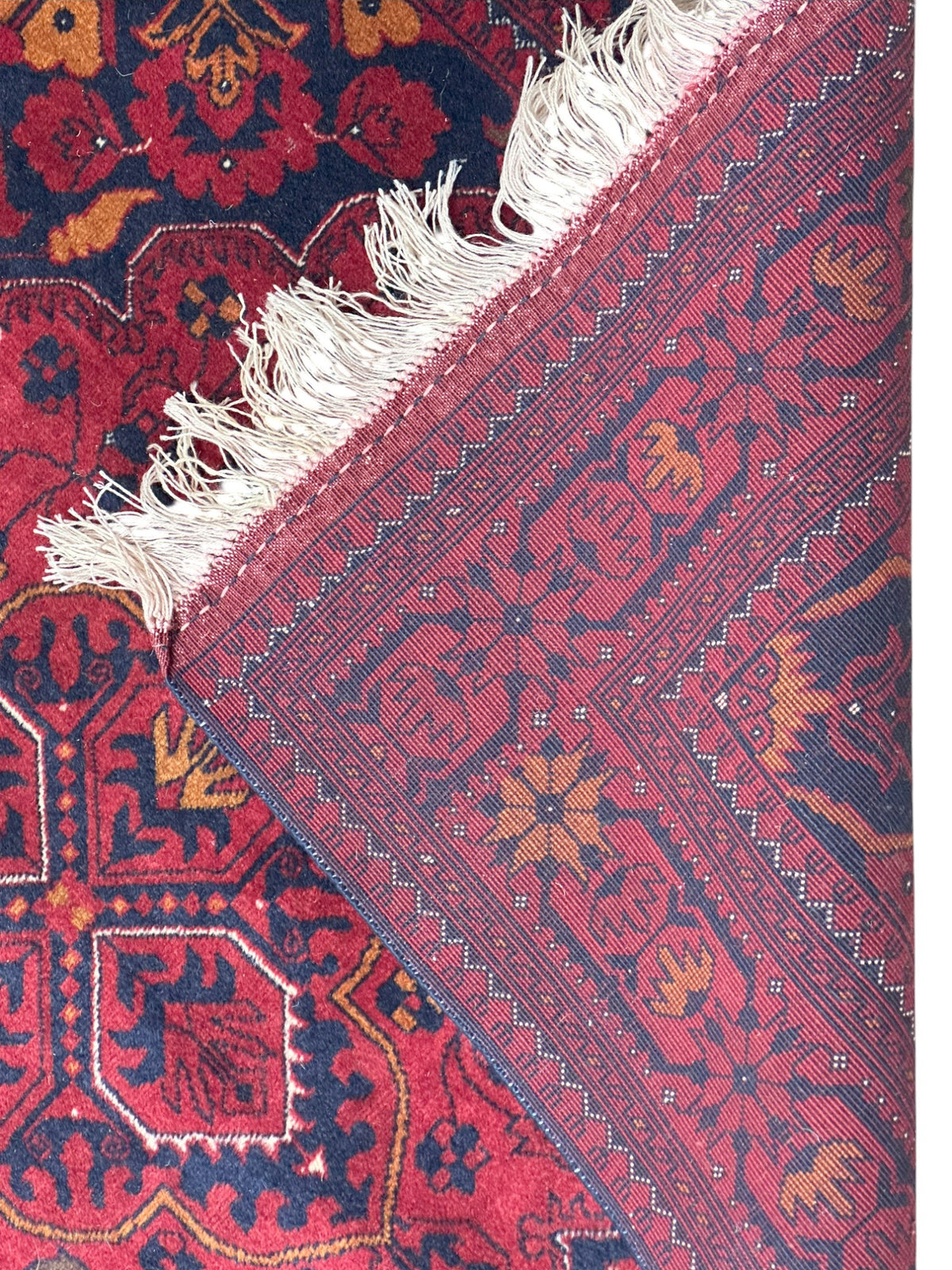Afghan Patnos Rug 5'1" x 6'3", Hand-Knotted Beljik Wool, Red & Gold, view 3