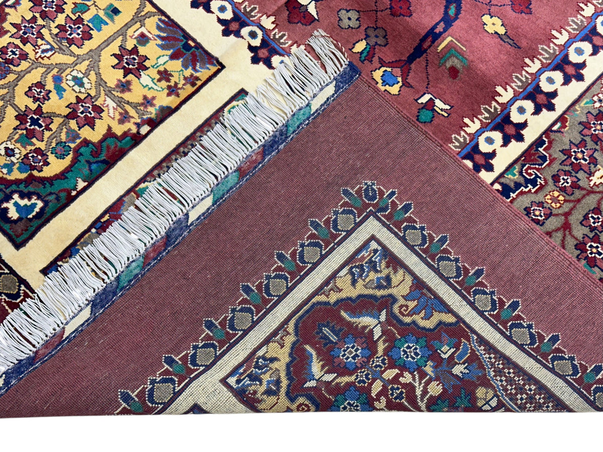 Afghan Rug 7x10, Burgundy, Ivory & Navy, Hand-Knotted Wool, view 3
