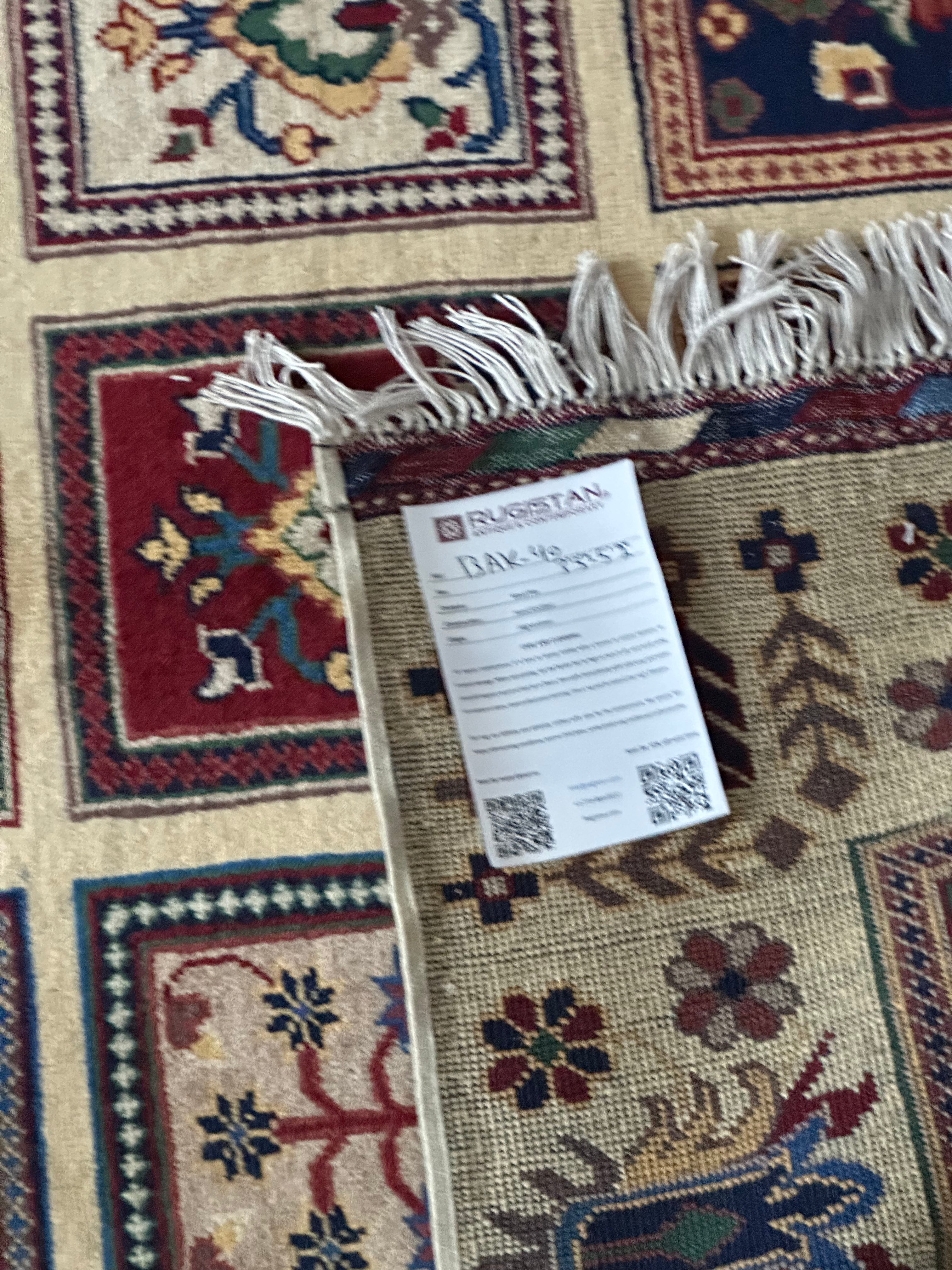 Afghan Bakhtiari Rug 3x5, Beige, Navy & Red, Hand-Knotted Wool, view 4