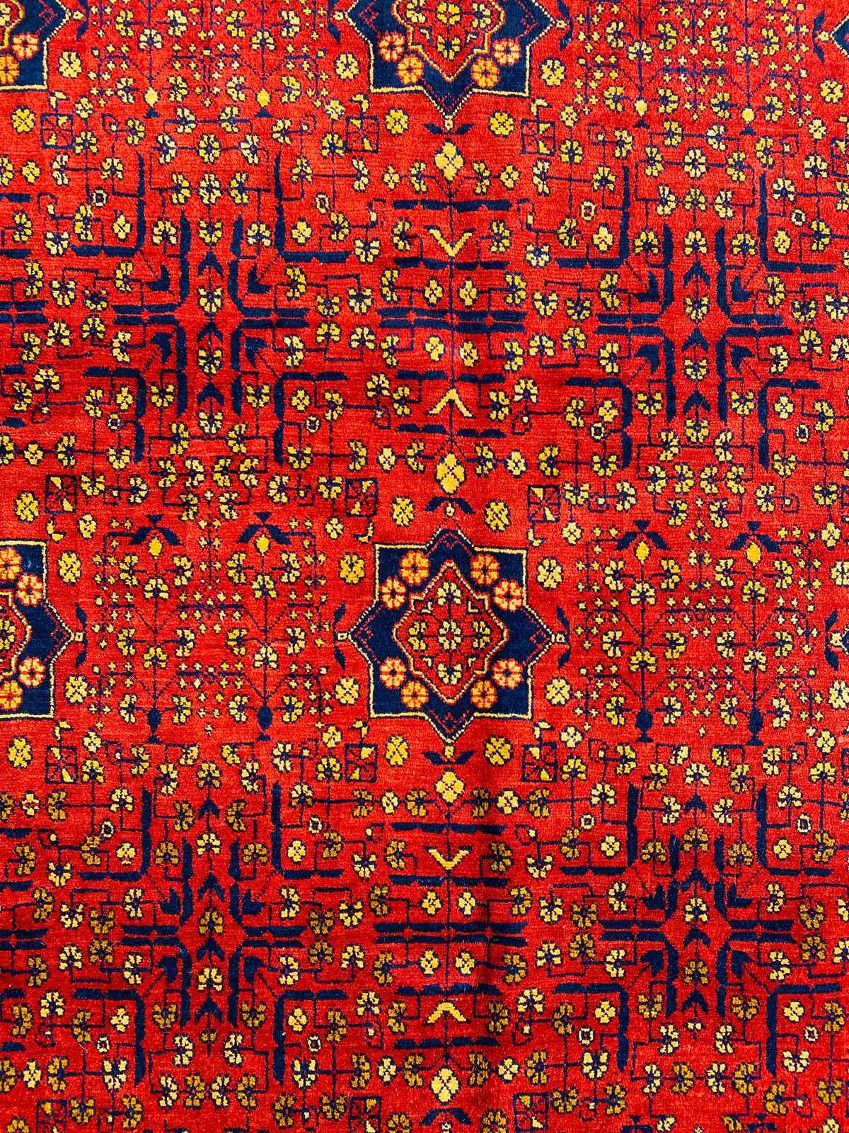 Afghan Turkmen Rug 7x9, Rust, Navy & Gold, Hand-Knotted Wool, view 4