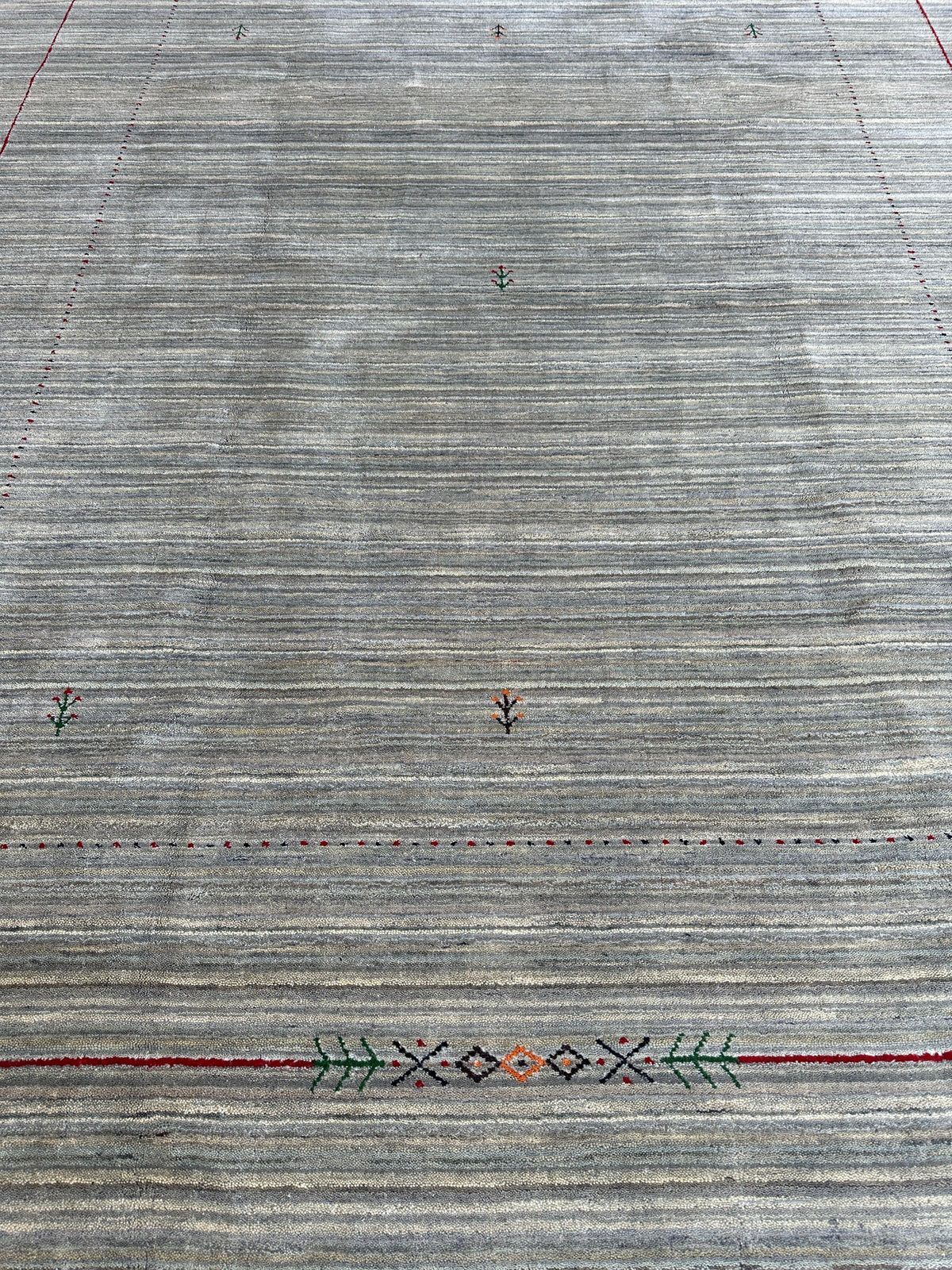 Indian Gabbeh Rug 8x10, Gray, Beige & Ivory, Hand-Loomed Wool & Bamboo Silk, view 4