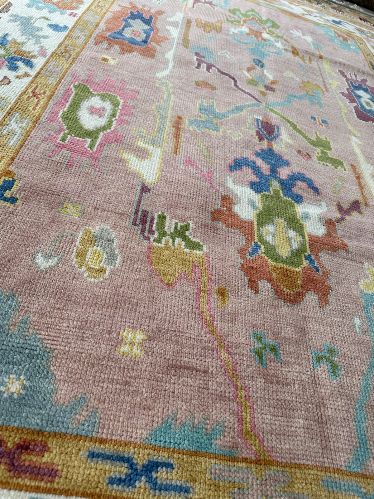 Indian Oushak Rug 6' x 9', Hand-Knotted Wool, view 4