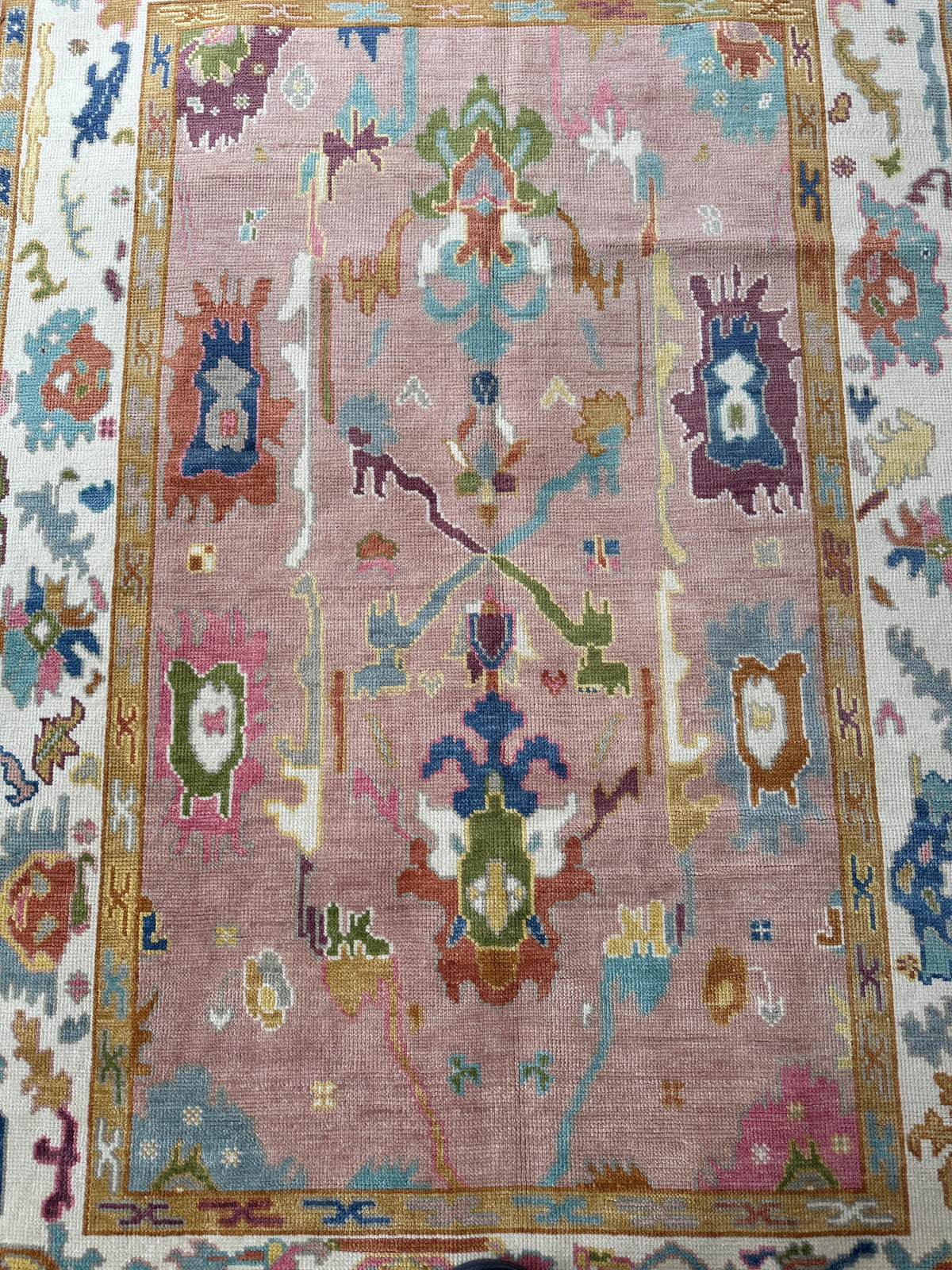 Indian Oushak Rug 6' x 9', Hand-Knotted Wool, view 6