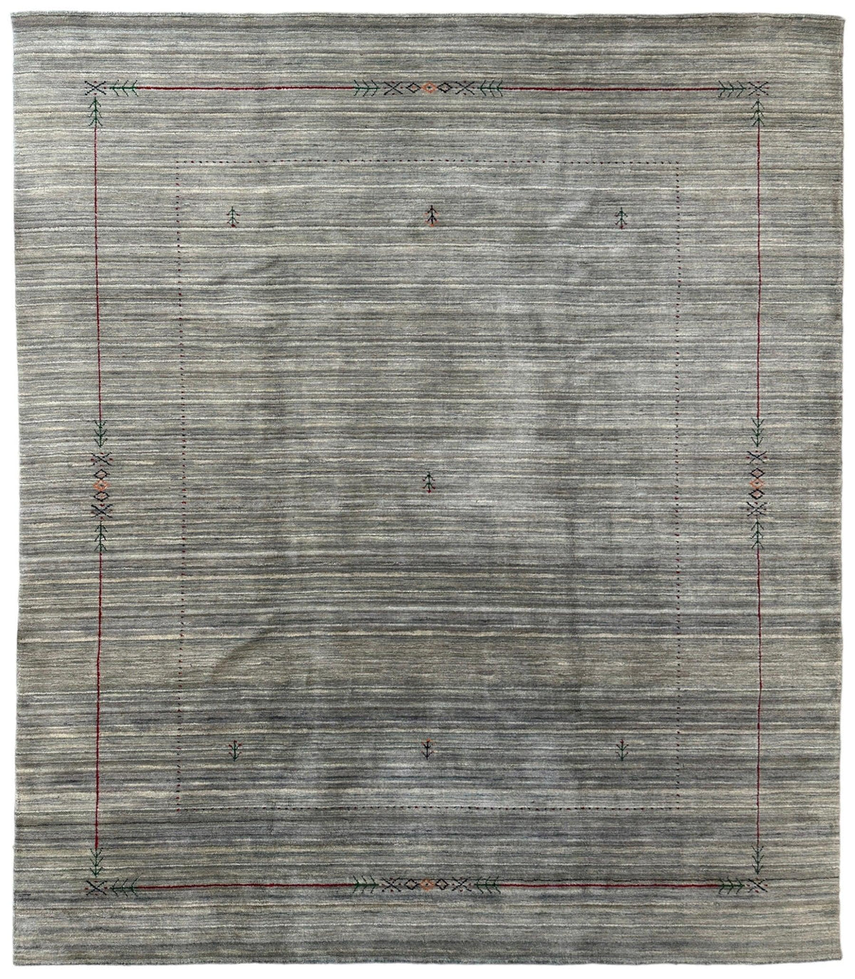 Indian Gabbeh Rug 8x10, Gray, Beige & Ivory, Hand-Loomed Wool & Bamboo Silk, view 2