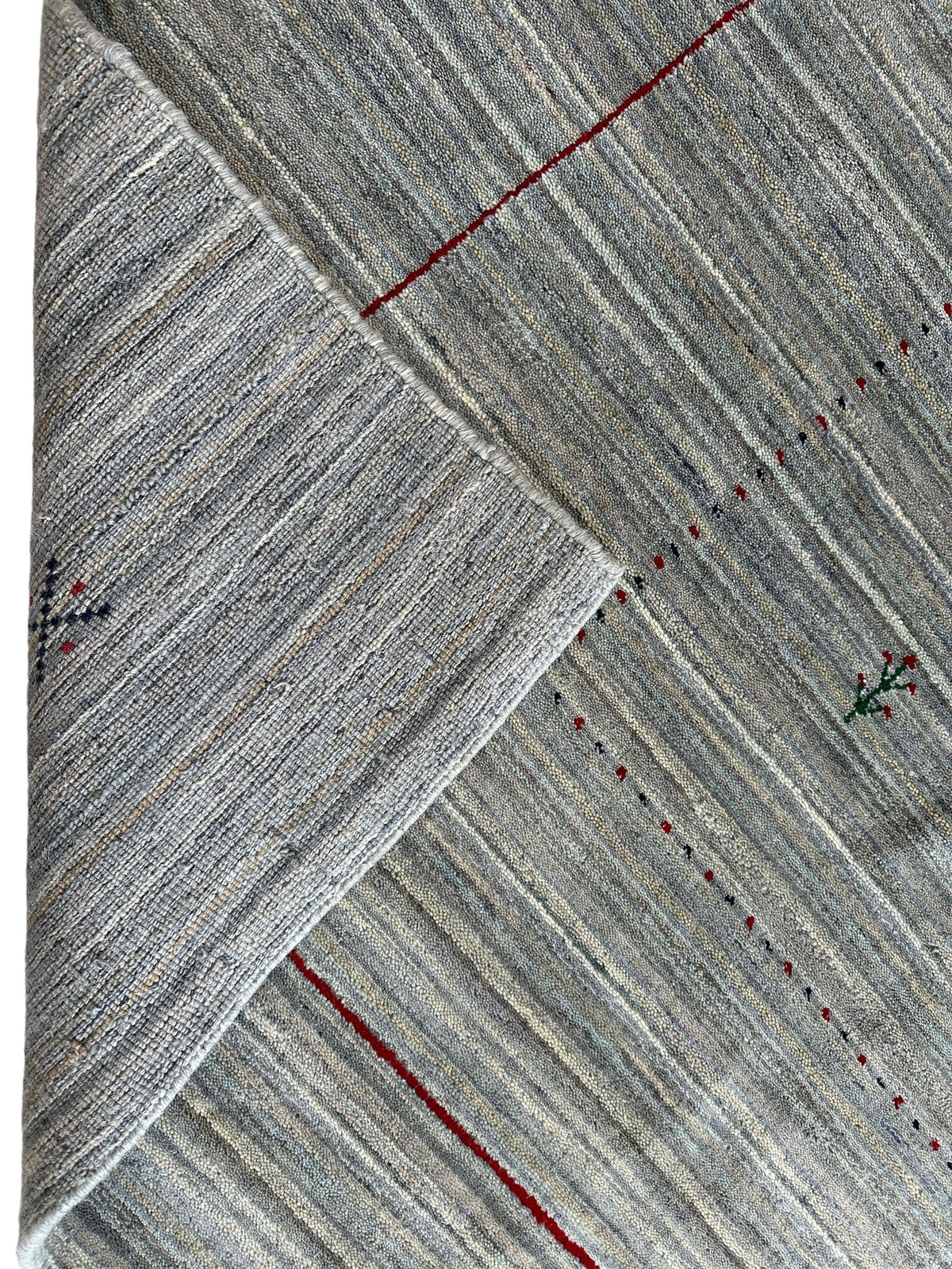 Indian Gabbeh Rug 8x10, Gray, Beige & Ivory, Hand-Loomed Wool & Bamboo Silk, view 7