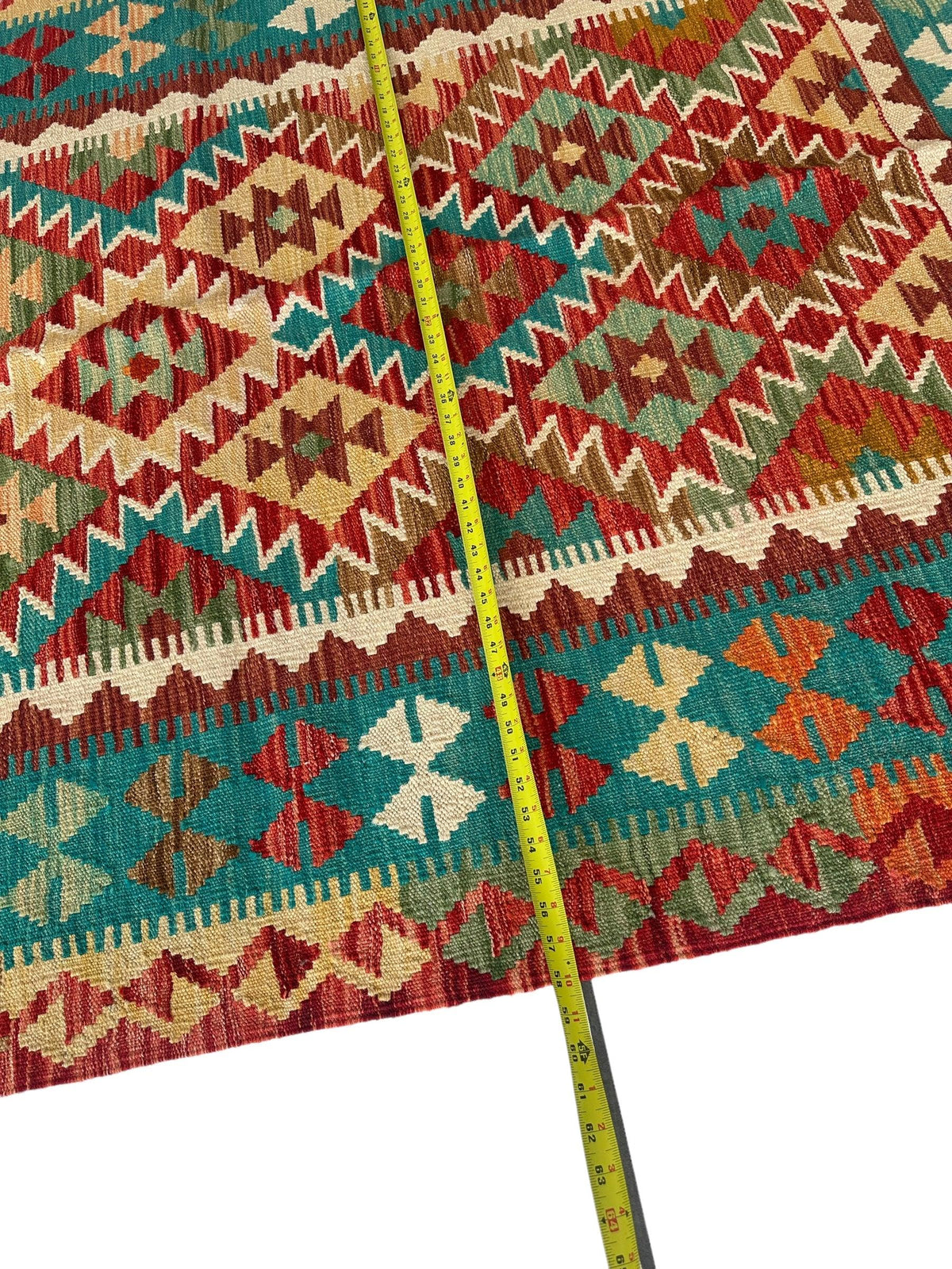 Afghan Chobi Kilim Rug 4'10" x 6'10", Hand-Woven, view 5