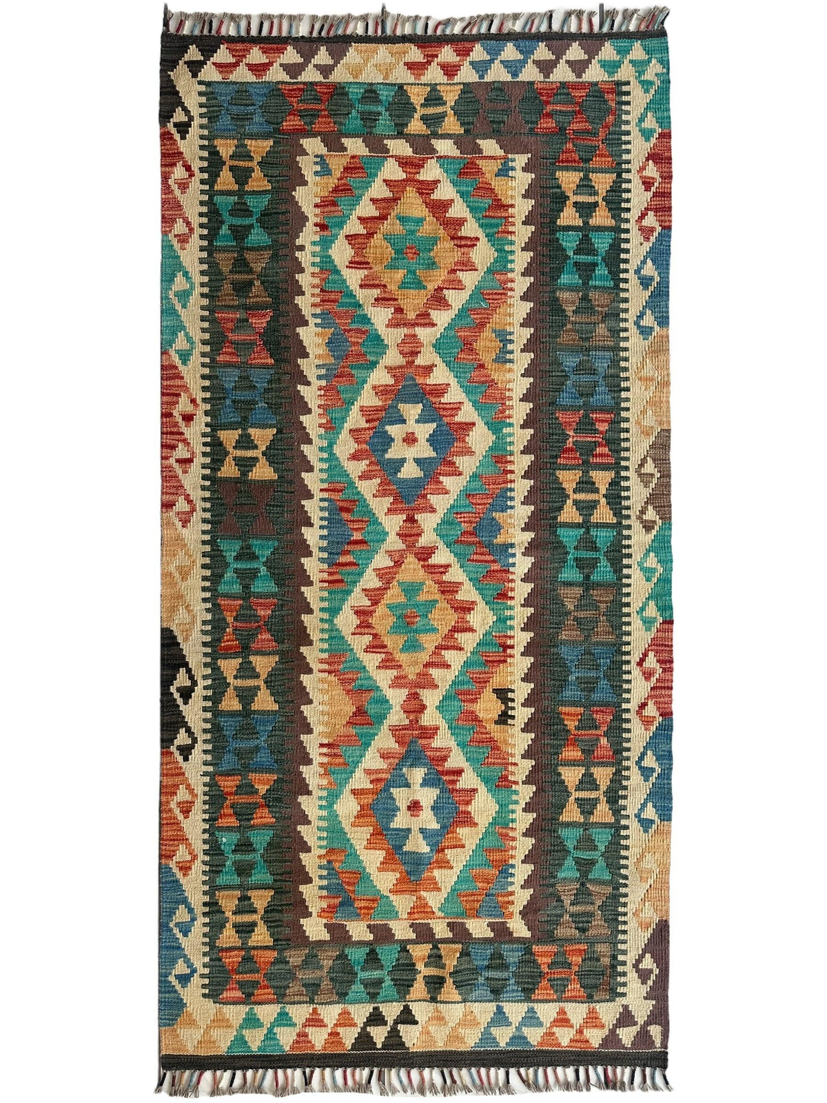 Afghan Chobi Kilim Rug 3'6" x 7', Hand-Woven