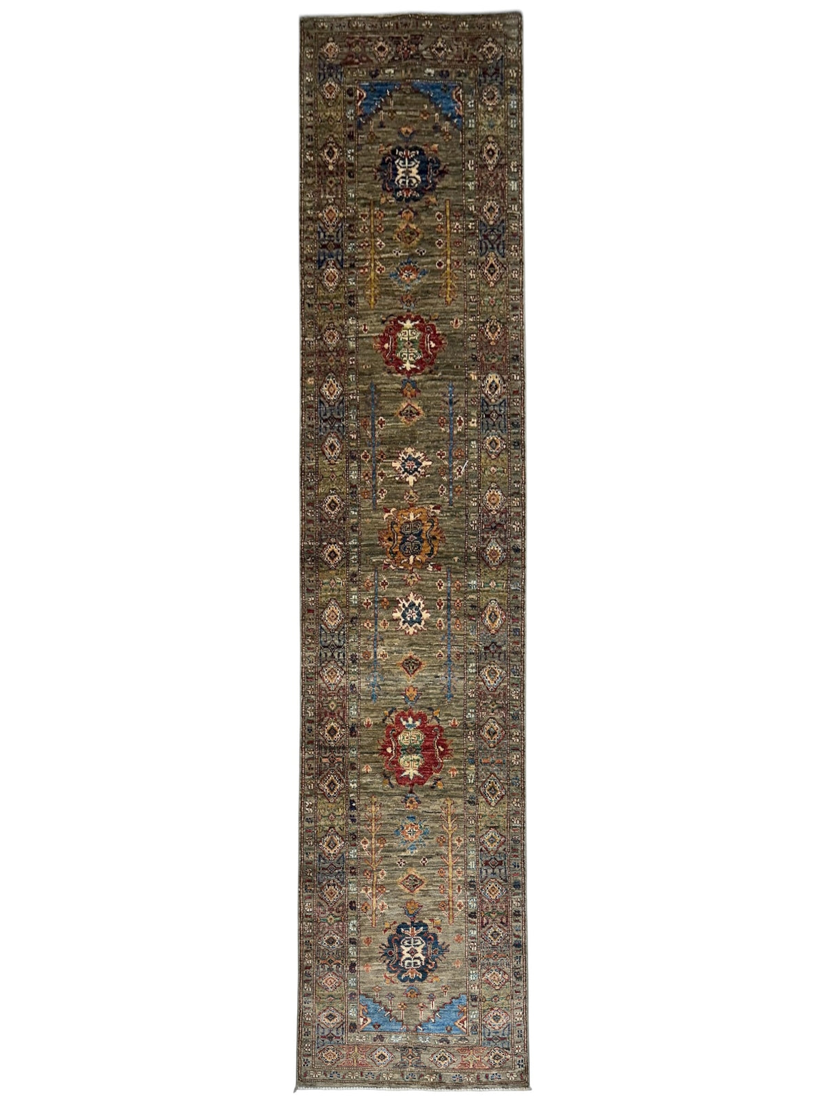 Afghan Super Kazak Runner 2'7" x 10', Hand-Knotted Ghazni Wool
