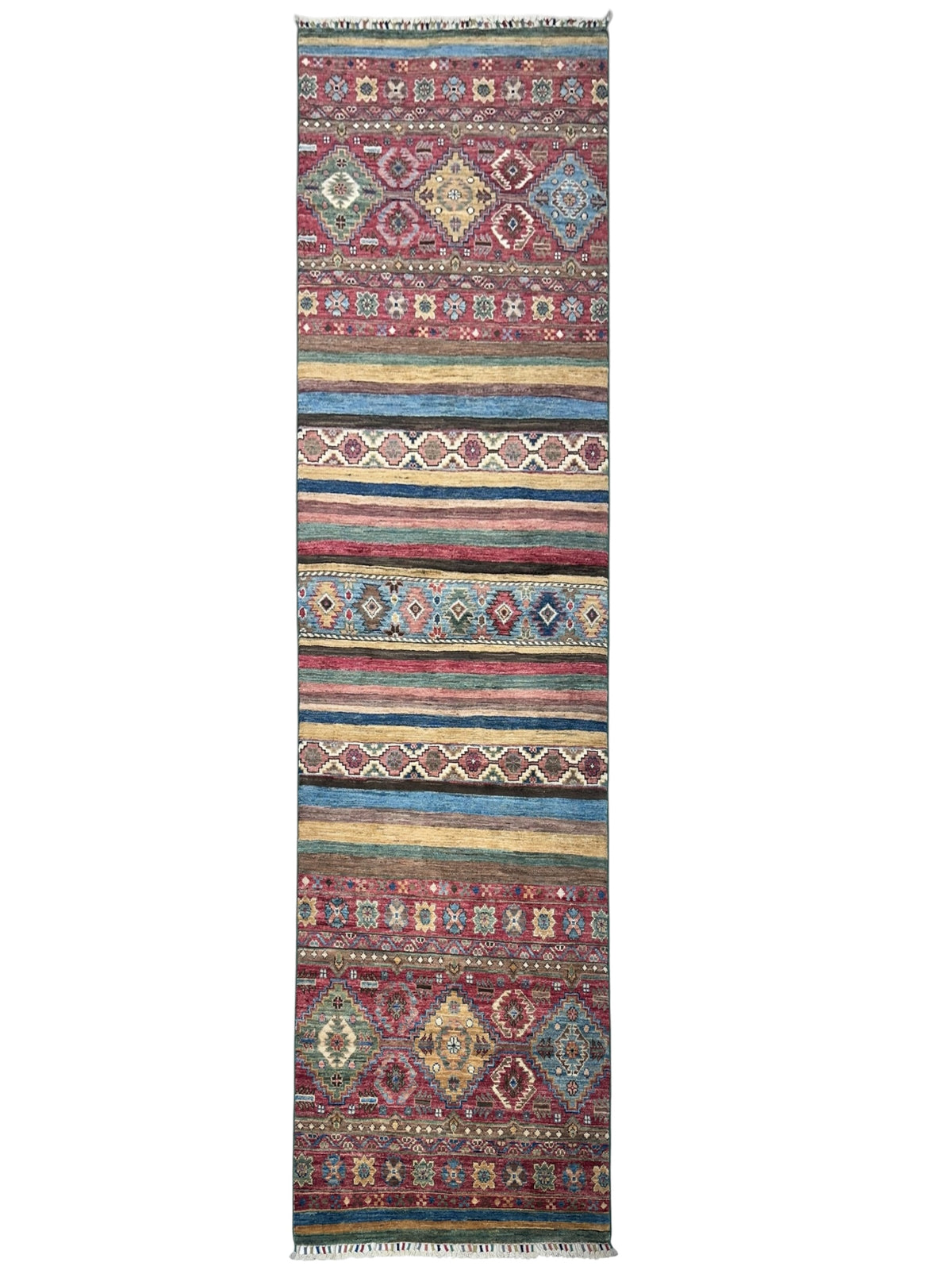 Afghan Khorjin Runner 2'8" x 8'8", Hand-Knotted Ghazni Wool, Red