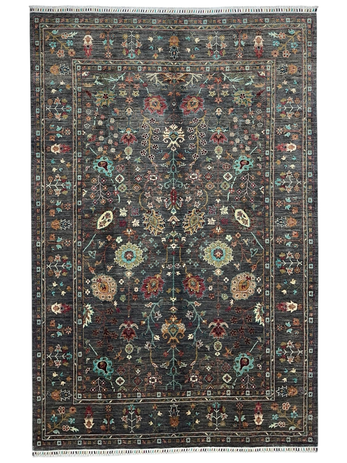 Afghan Chobi Sultani Rug 7'1" x 9'9", Hand-Knotted Ghazni Wool, Brown