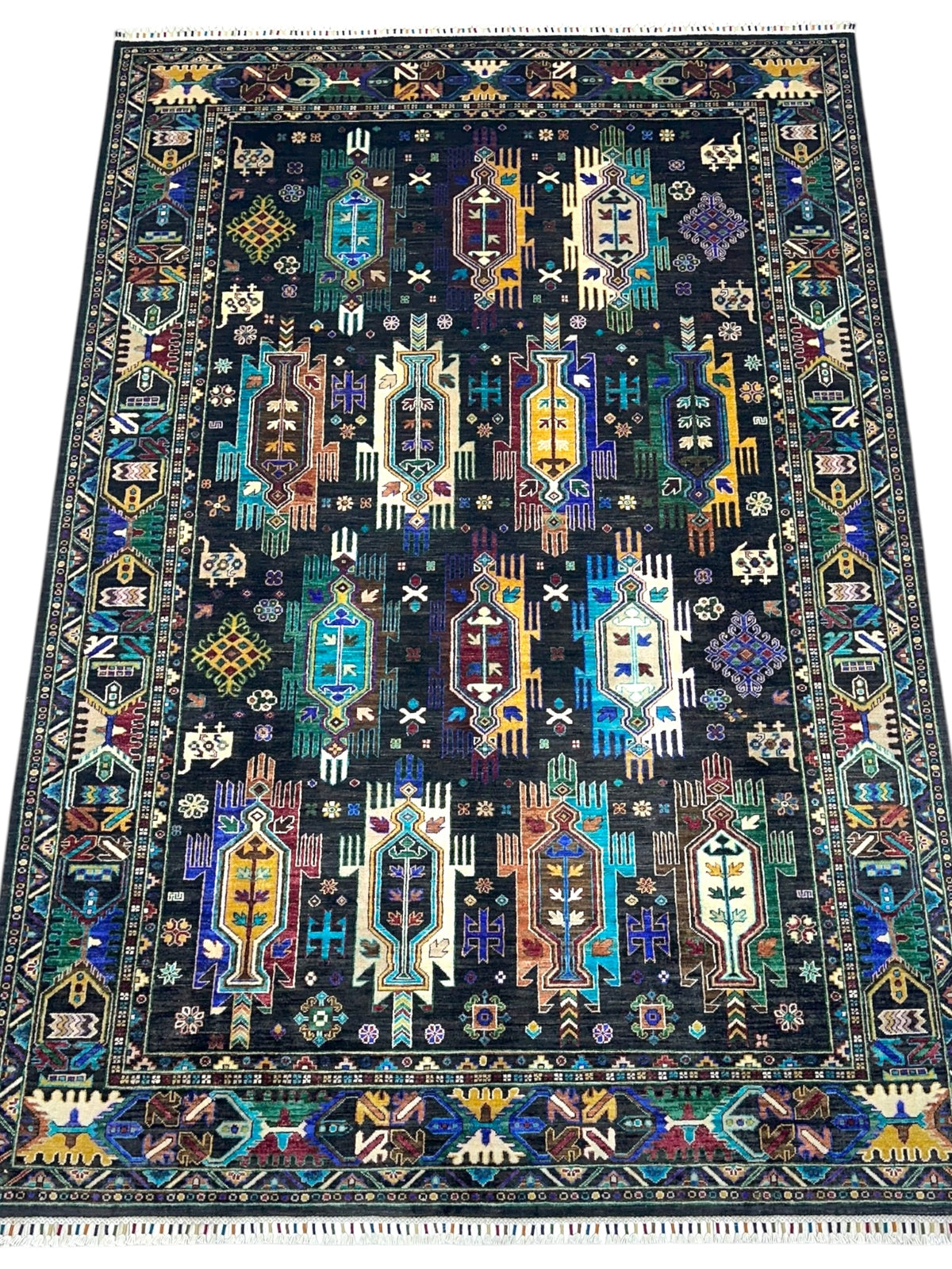 Afghan Chobi Kashani Rug 6'9" x 10', Hand-Knotted Ghazni Wool, view 2