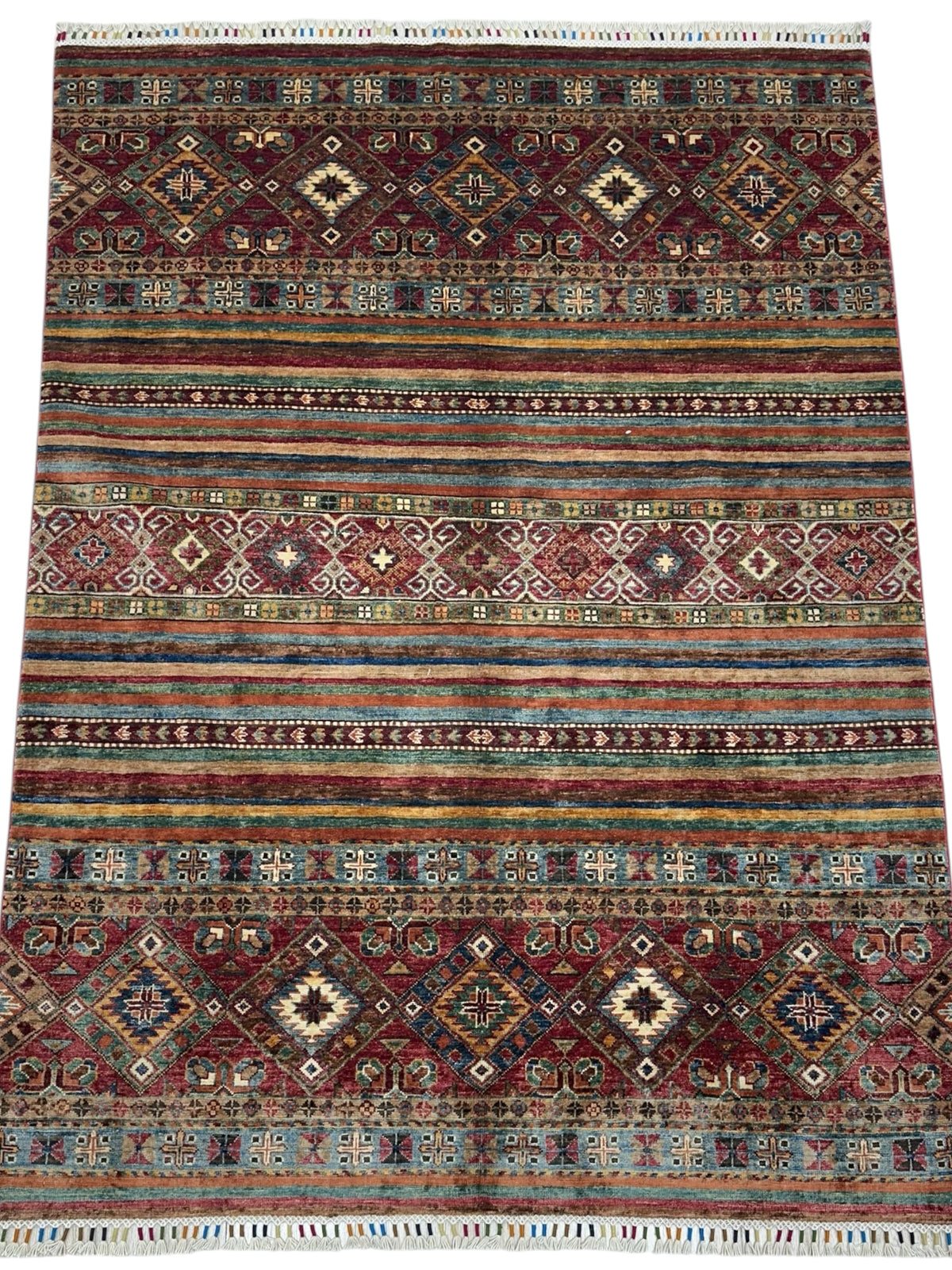 Afghan Khorjin Rug 5' x 6'11", Hand-Knotted Ghazni Wool, view 2