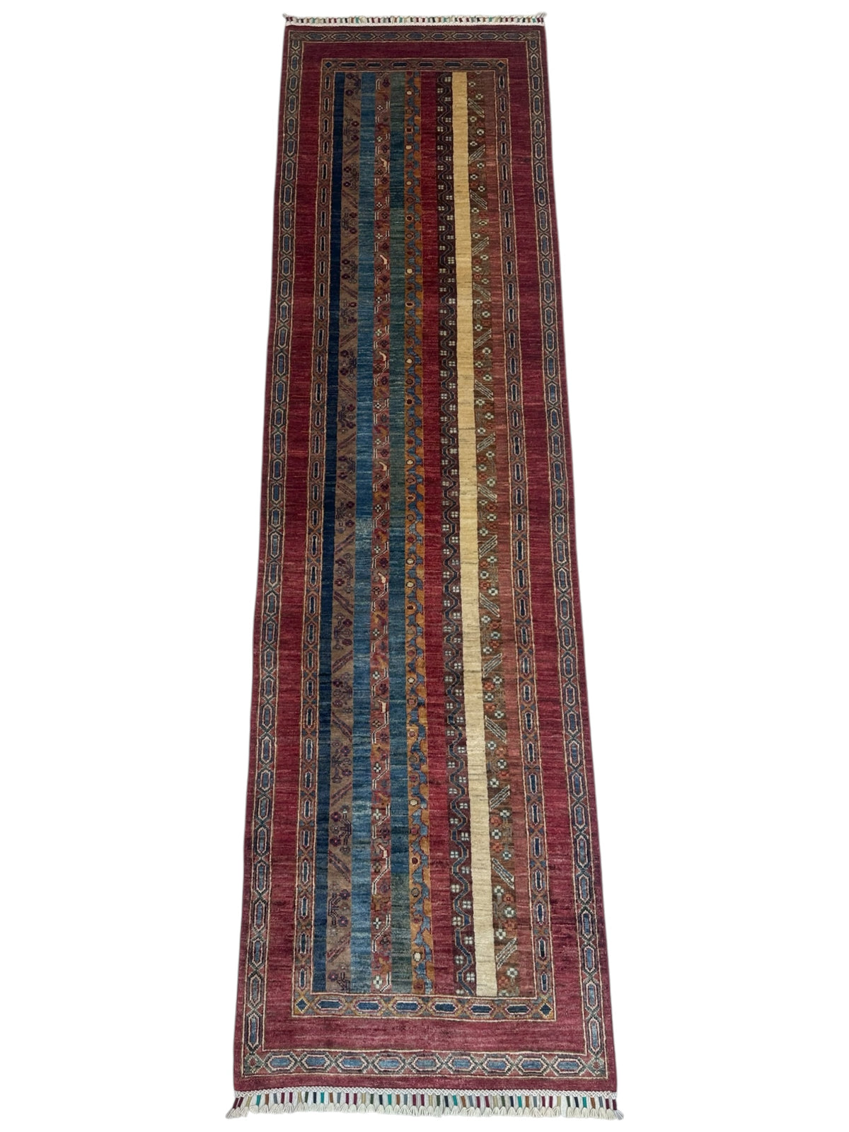 Afghan Khorjin Runner 2'8" x 9'6", Hand-Knotted Ghazni Wool, view 2