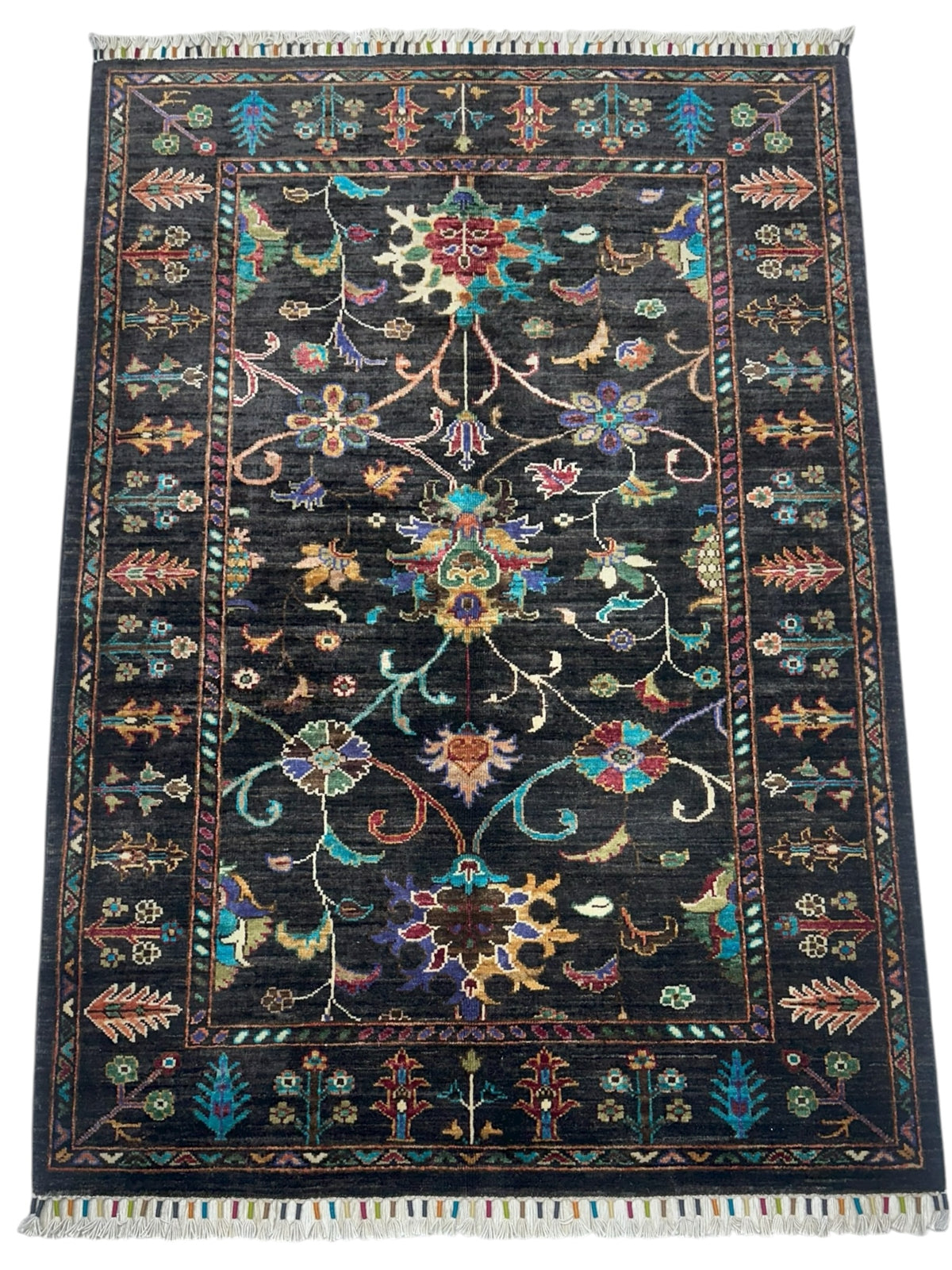 Afghan Chobi Sultani Rug 2'11" x 4'2", Hand-Knotted Ghazni Wool, Blue, view 2